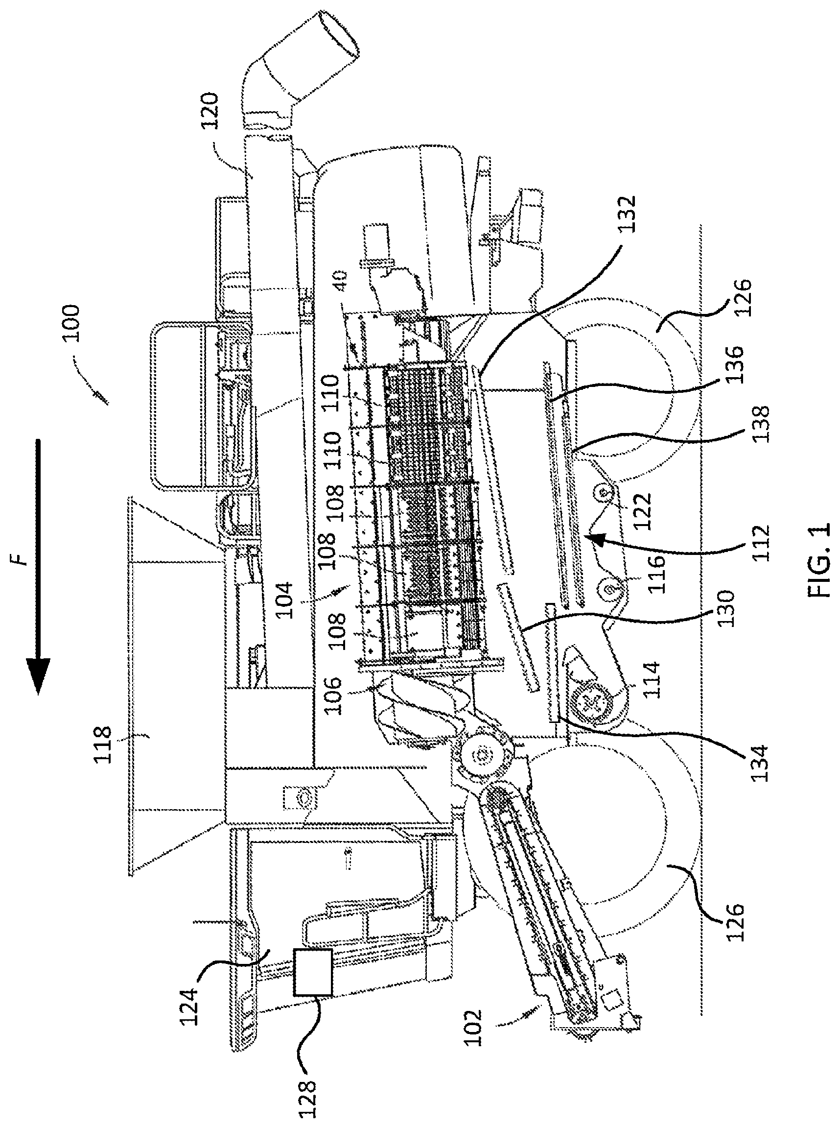 Patent US12616093 — Cleaning systems for combine harvesters having airbags or other movable side members, and related methods — Figure 1