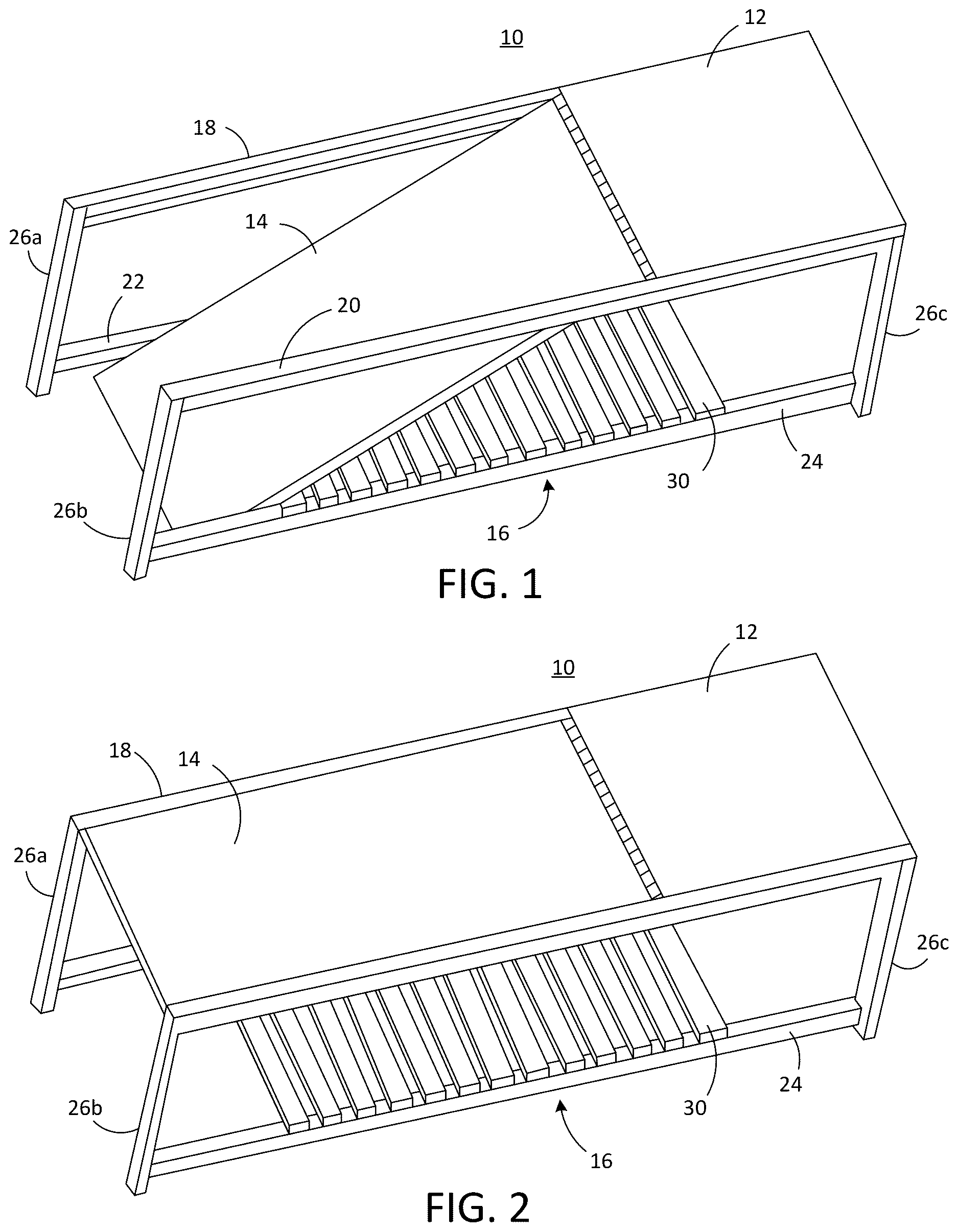 Patent US12616167 Figure 1 – Furniture bench with a pet ramp