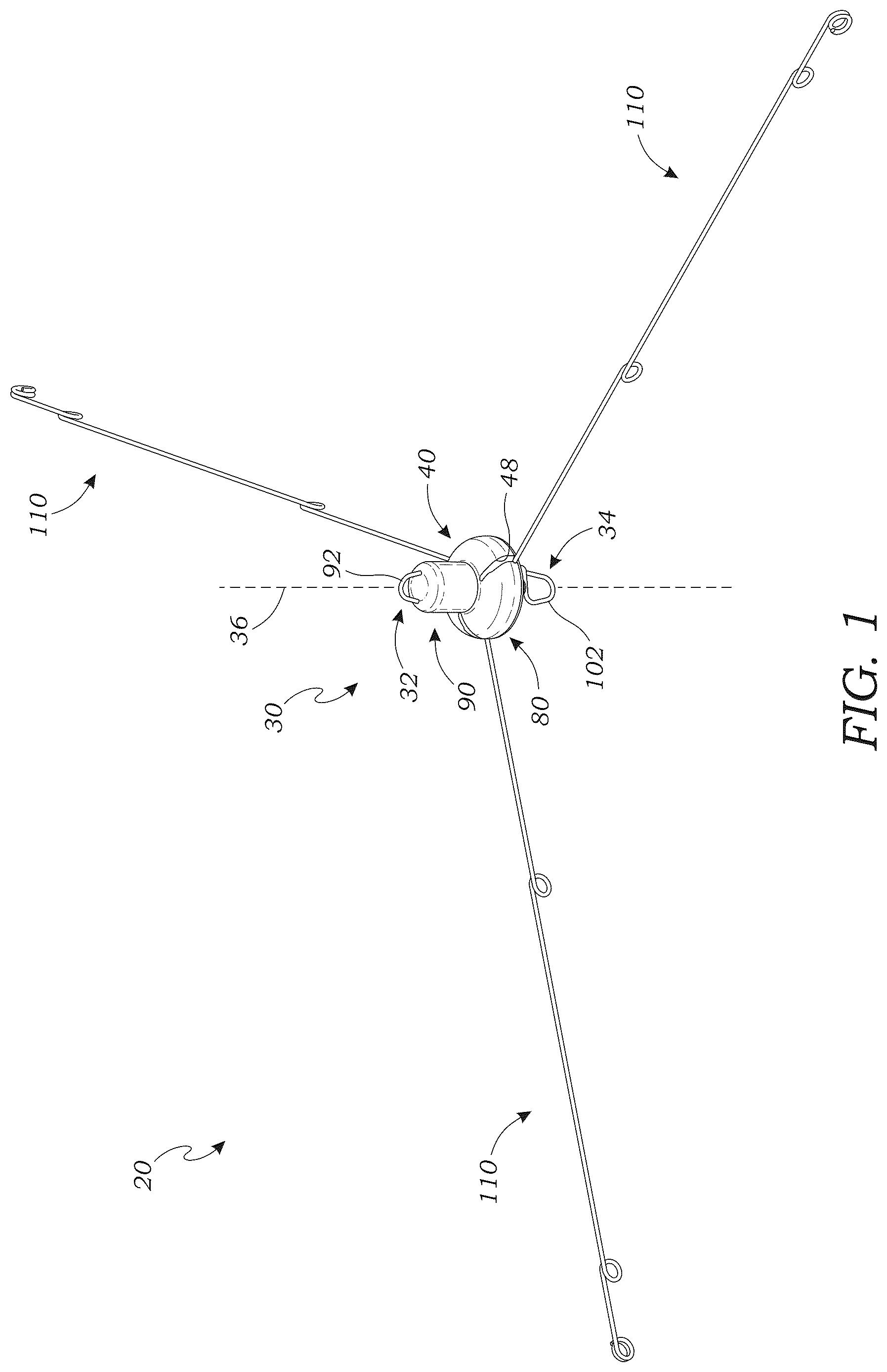 Patent US12616181 — Collapsible umbrella fishing rig apparatus and method of use — Figure 1