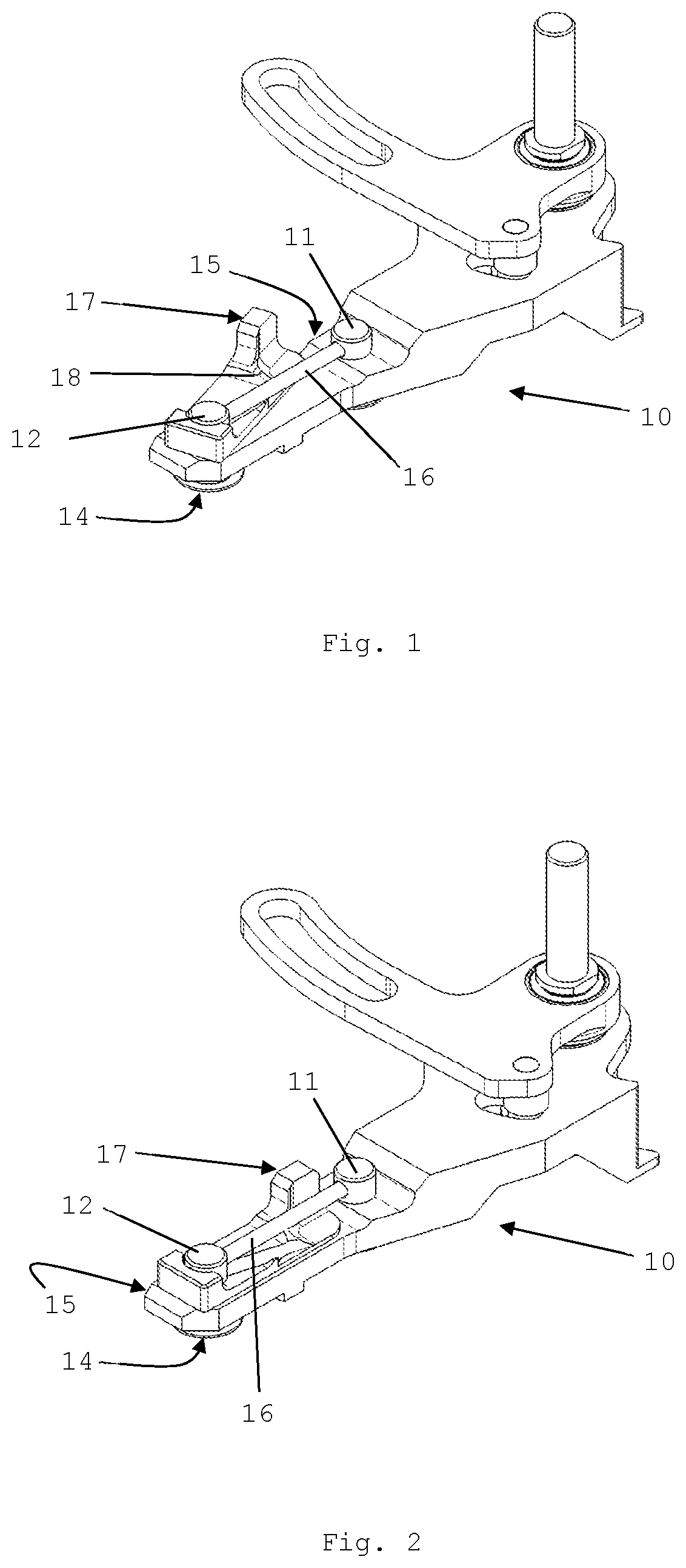 Patent US12616215 Figure 1 – Dismountable poultry processing knife and a mounting frame