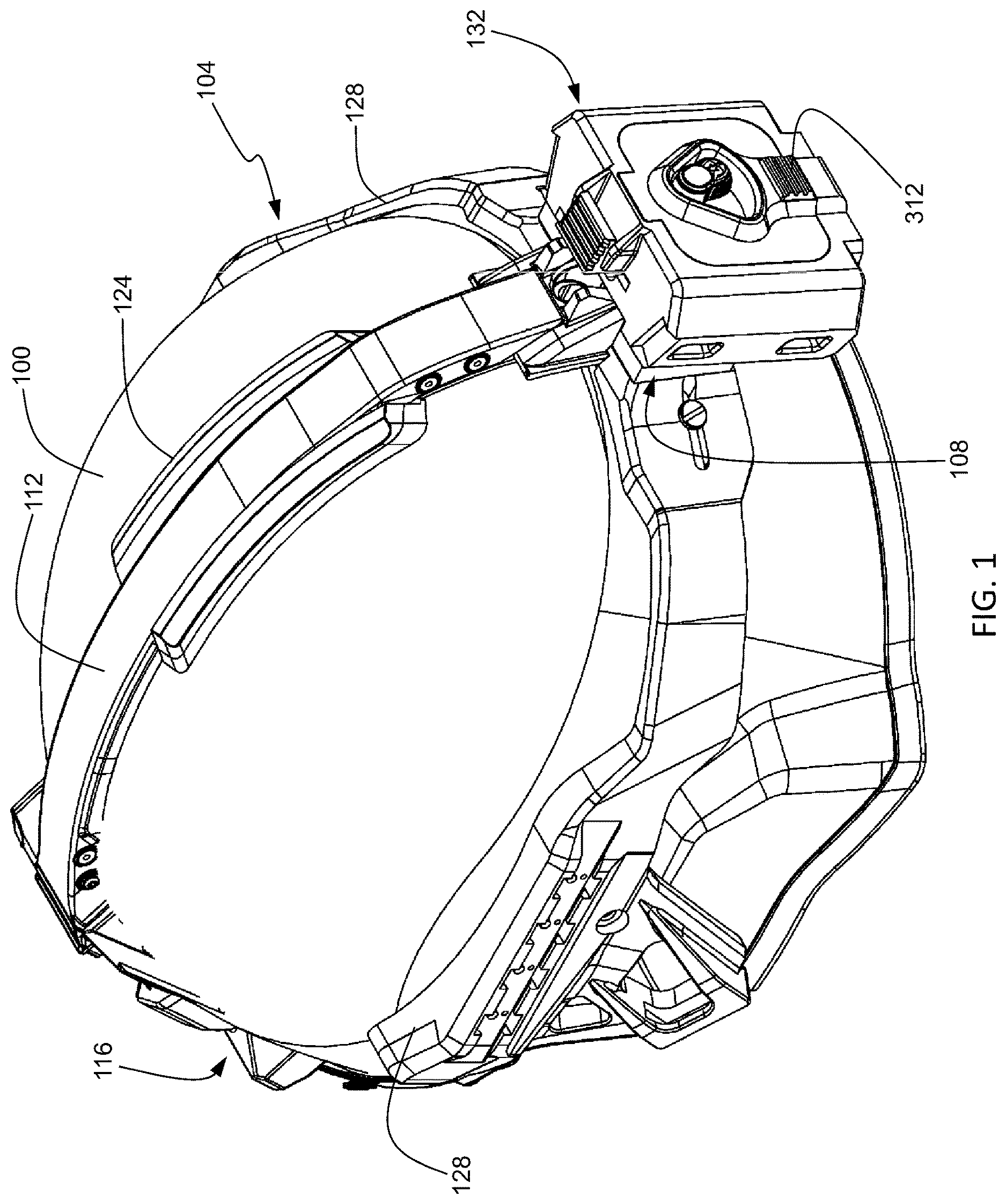 Patent US12616265 — Bridge link battery system for helmet mount assembly — Figure 1