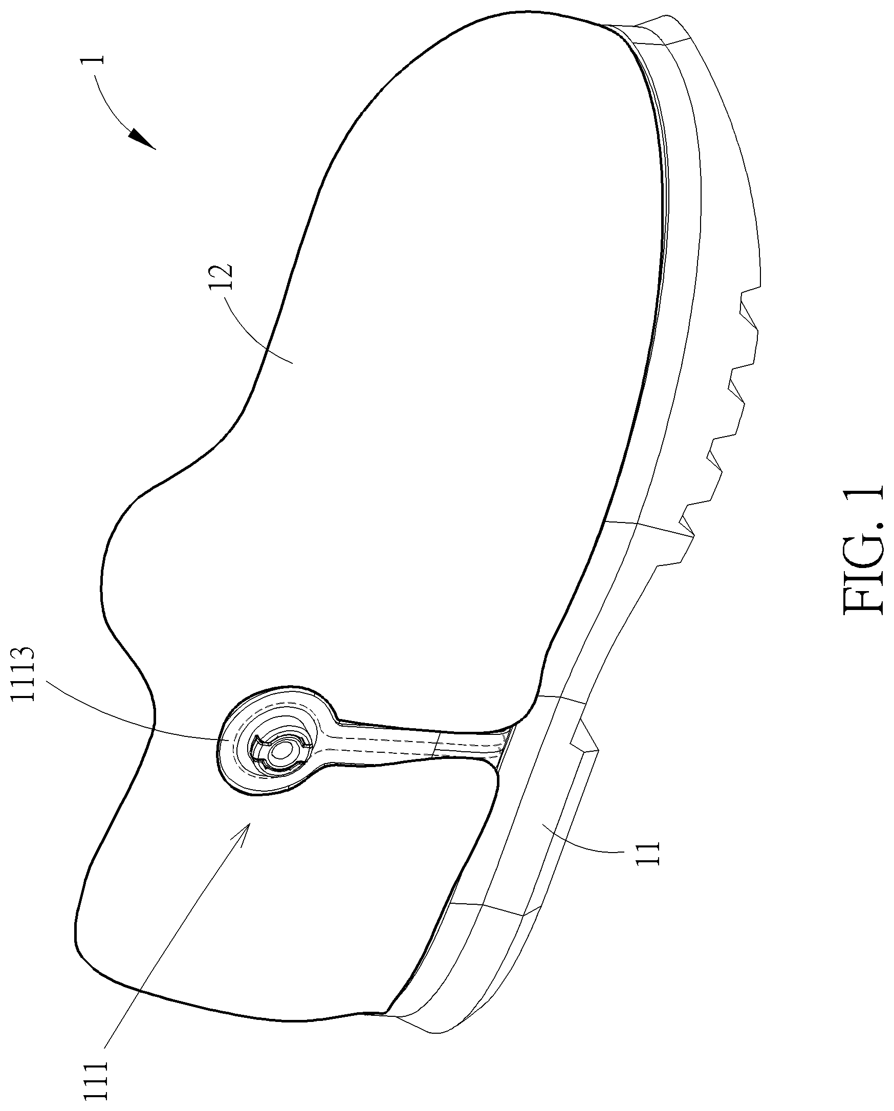 Patent US12616271 Figure 1 – Climate control system for a shoe and related shoe sole