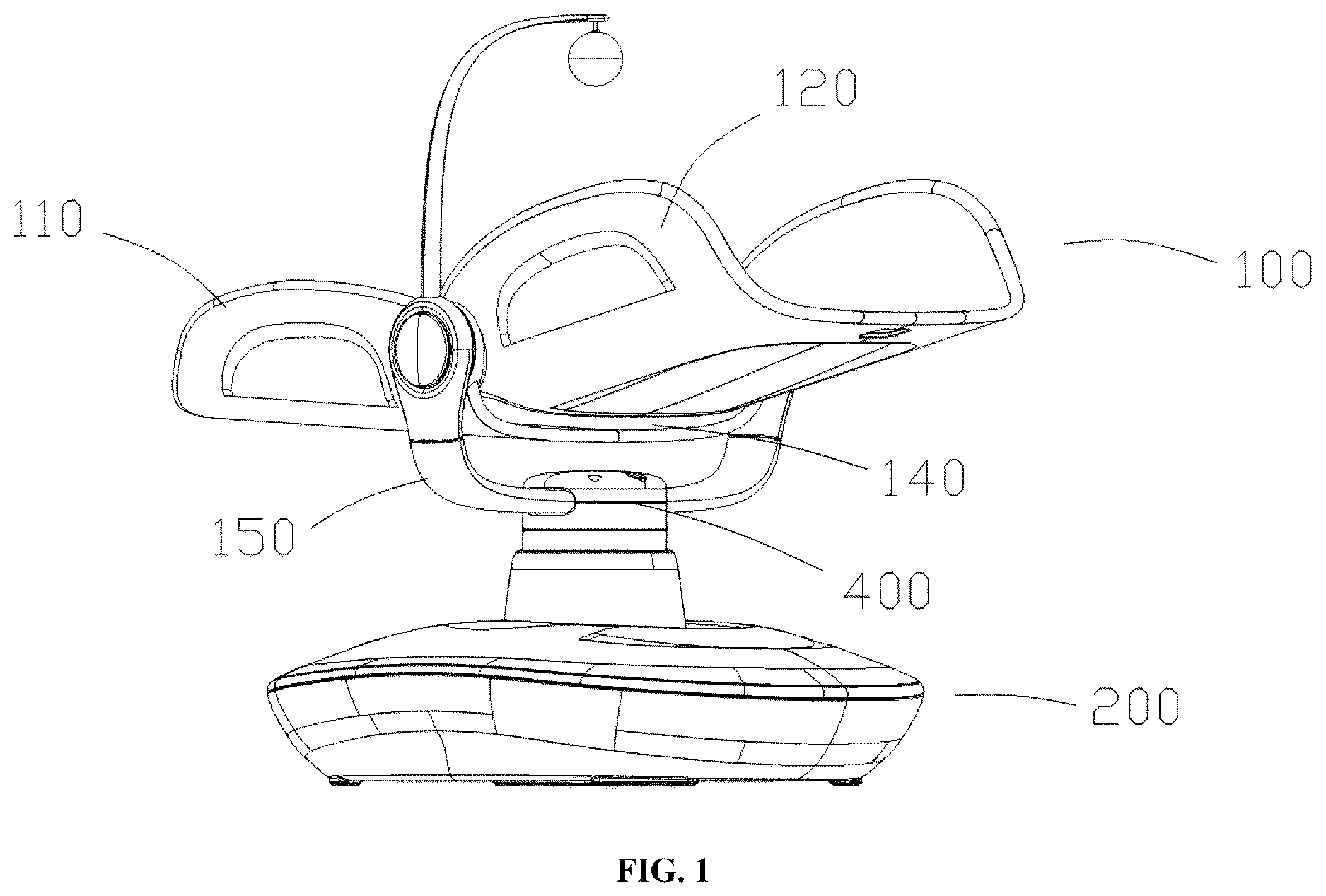 Patent US12616303 Figure 1 – Multidimensional rocking chair