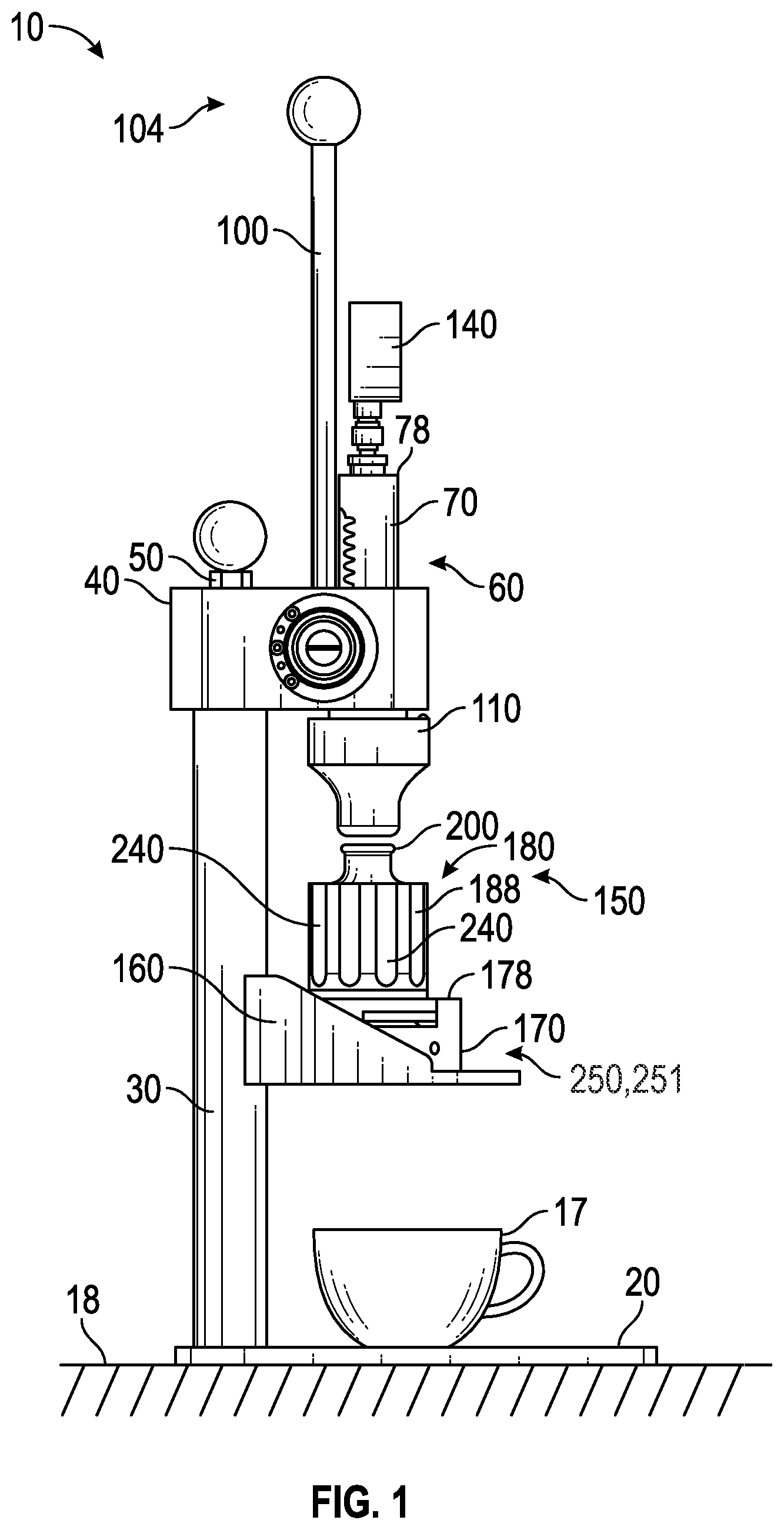 Patent US12616330 — Manual espresso machine — Figure 1