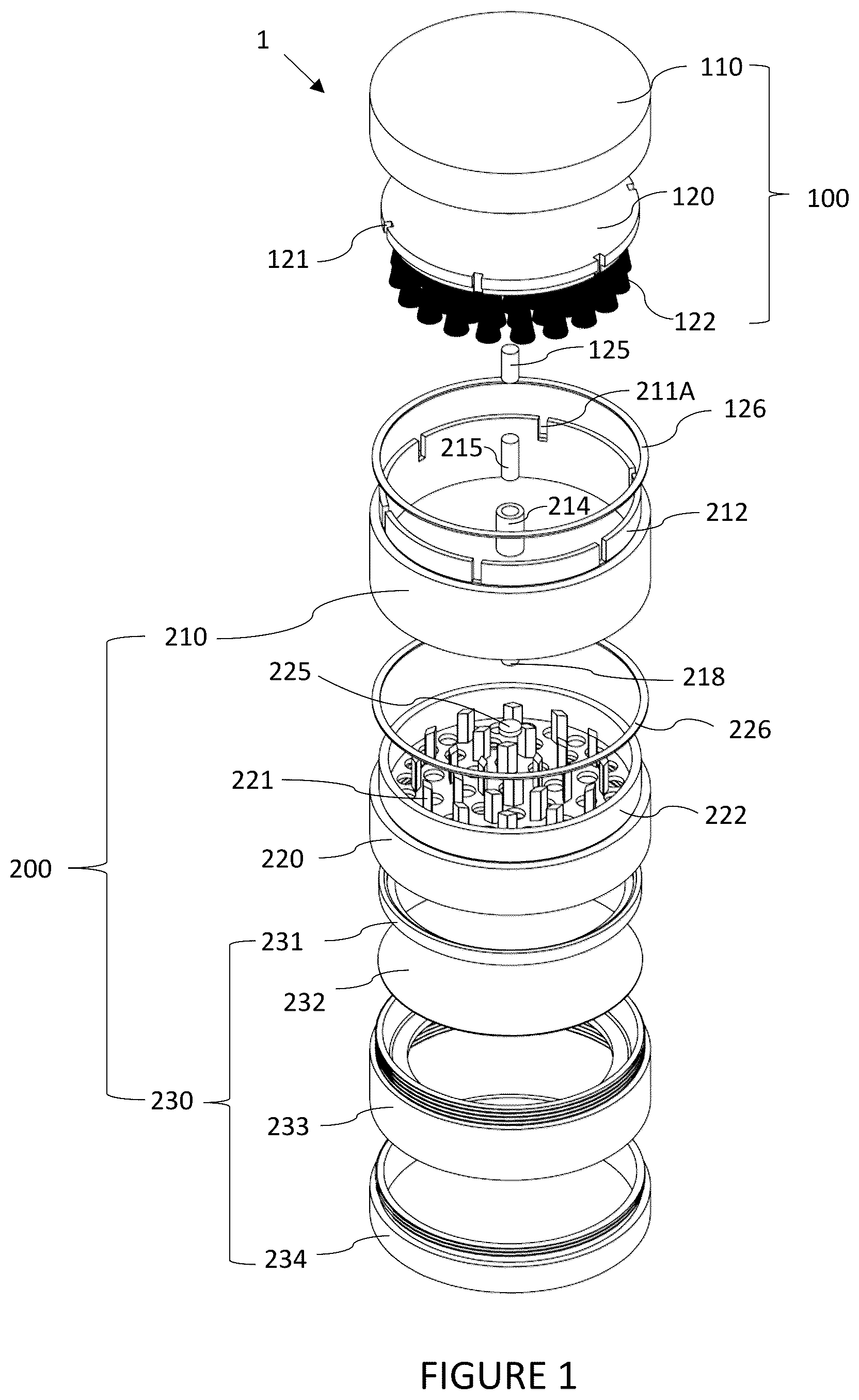 Patent US12616339 — Herb grinder with a cleaning attachment — Figure 1