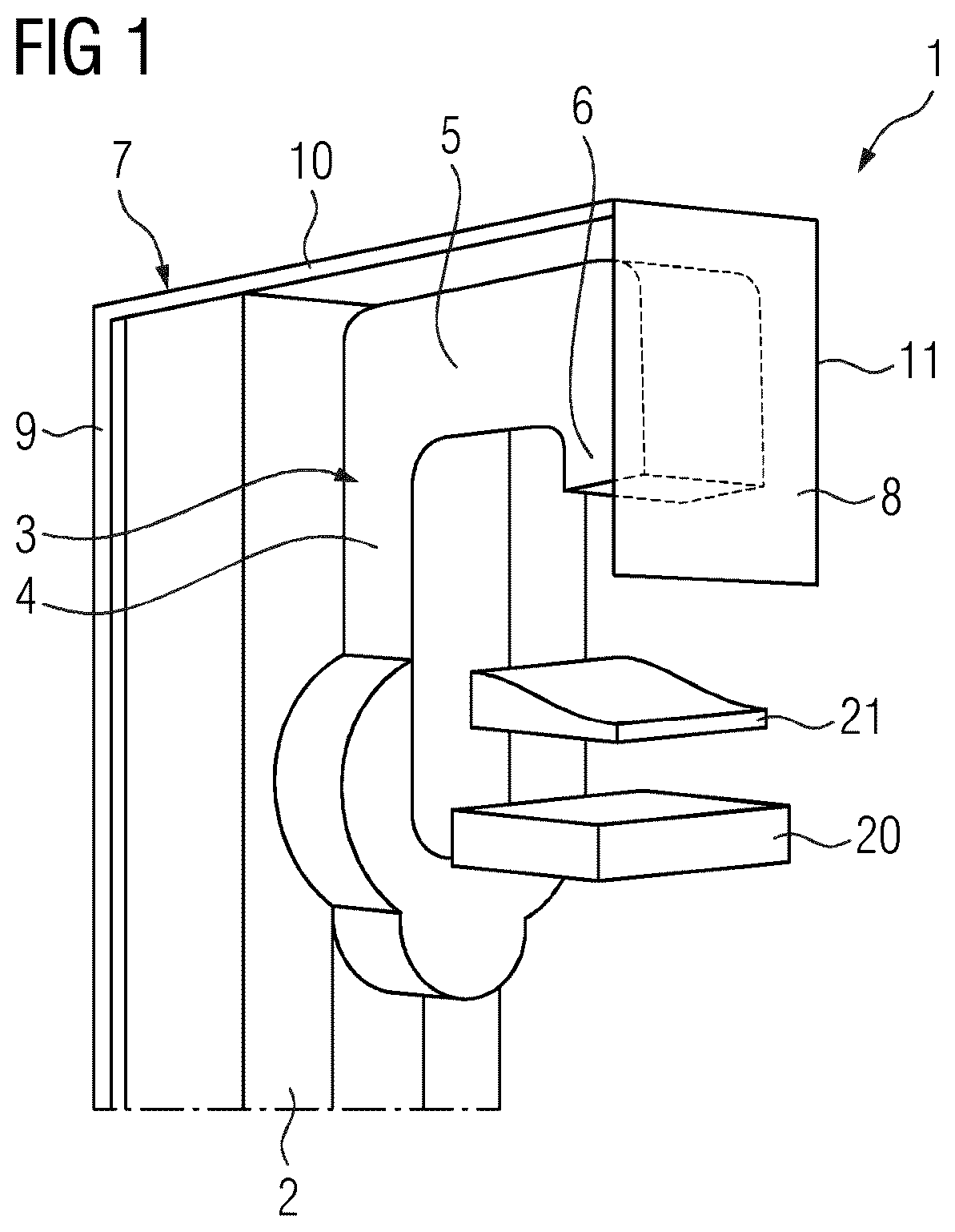 Patent US12616433 — Mammography system having a protective unit — Figure 1