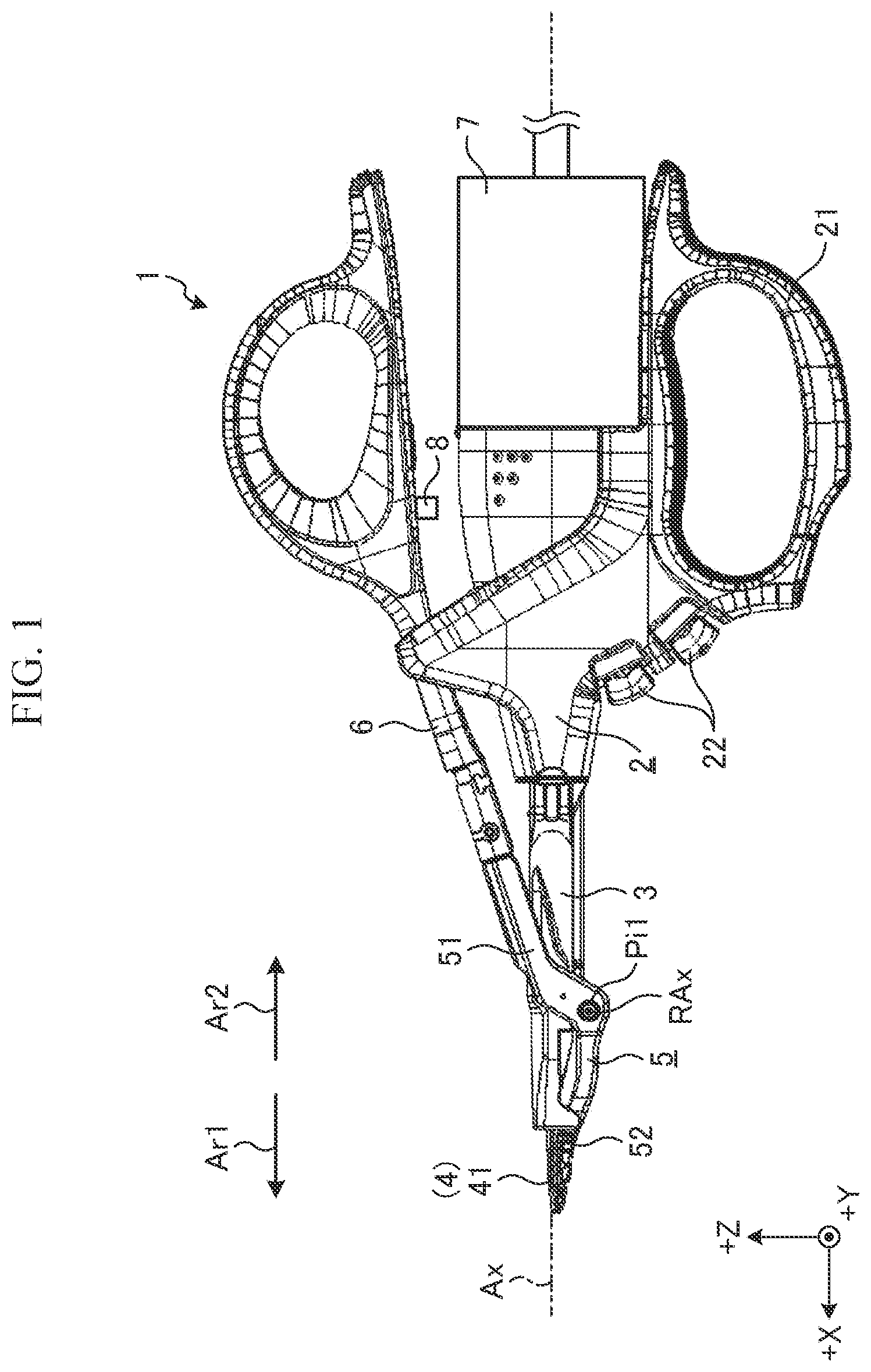 Patent US12616495 — Treatment tool and method of producing treatment tool — Figure 1