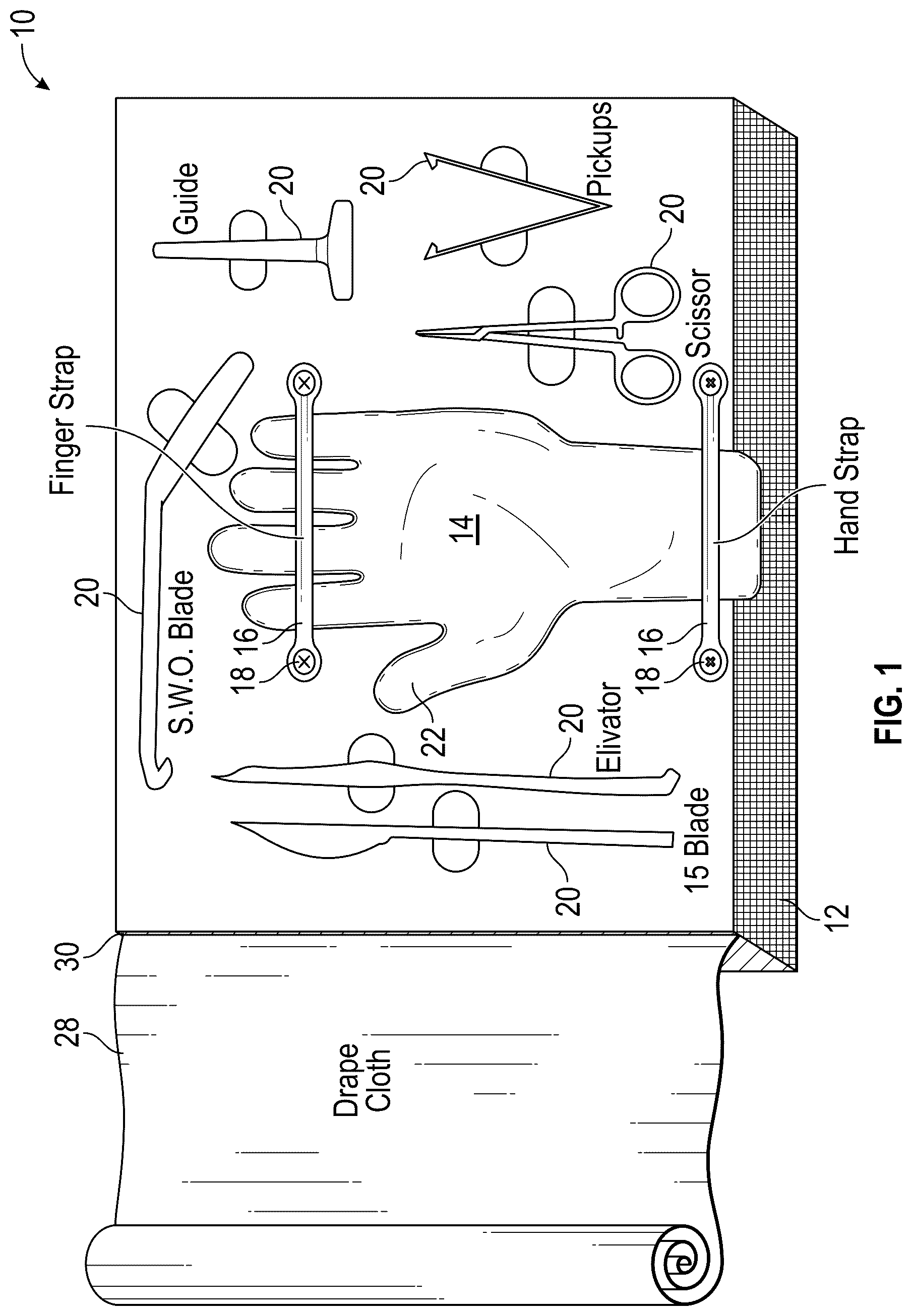 Patent US12616598 — Combination surgical kit and hand restraint — Figure 1