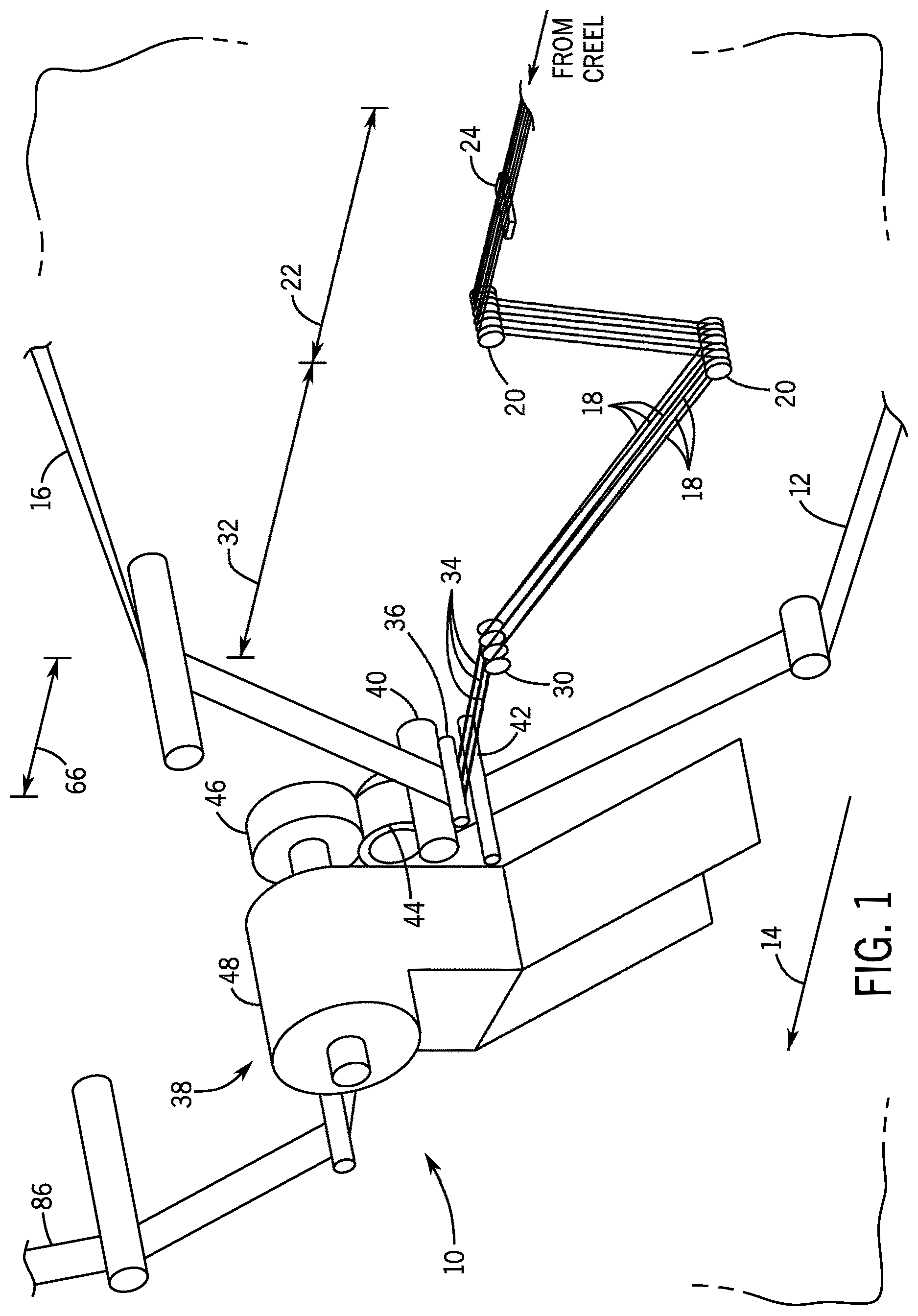Patent US12616617 — Apparatus and method of manufacturing an elastic composite structure for an absorbent sanitary product — Figure 1