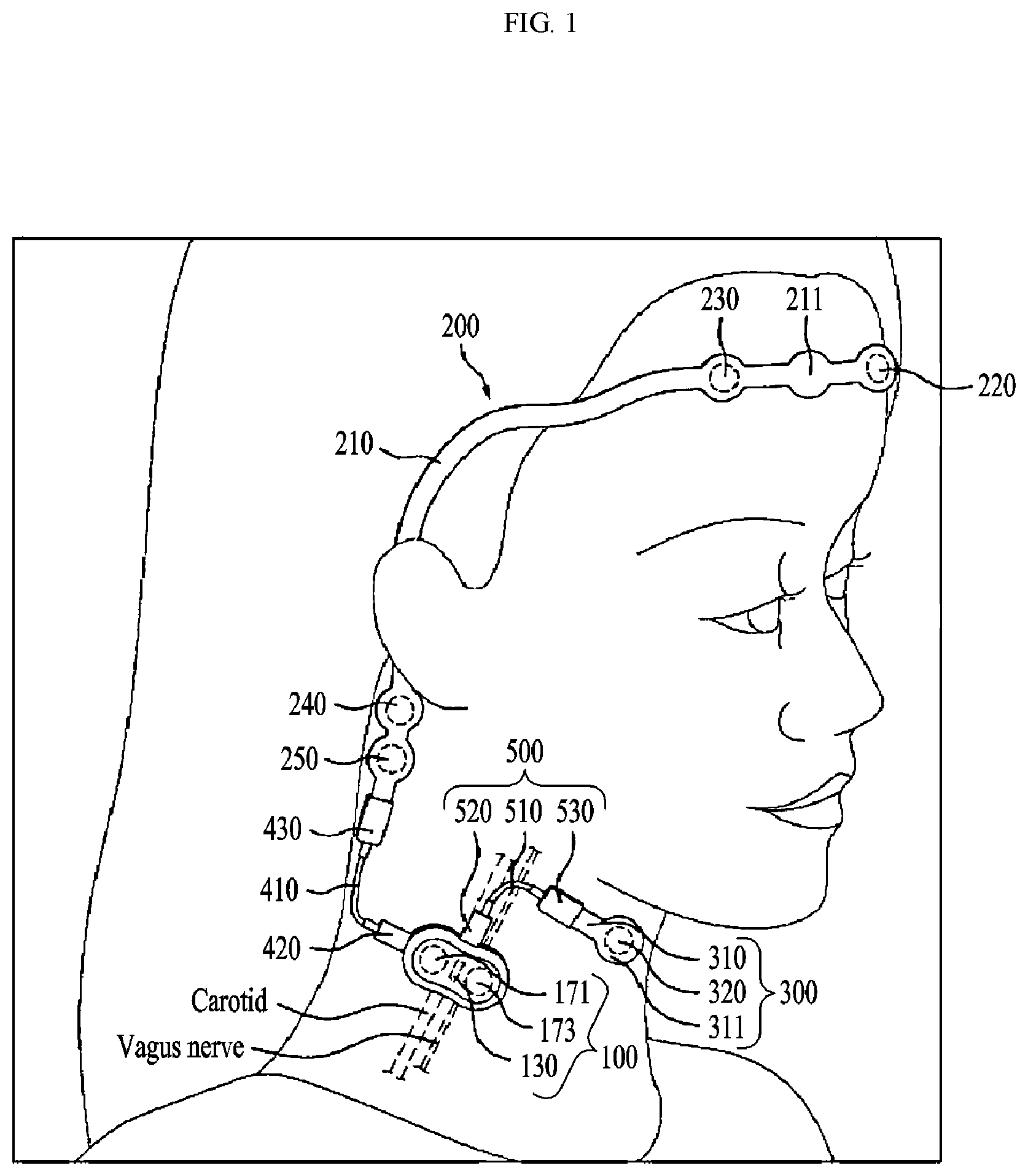 Patent US12616835 — Neurostimulation-based neurofeedback device using brain waves and heartbeat signals — Figure 1