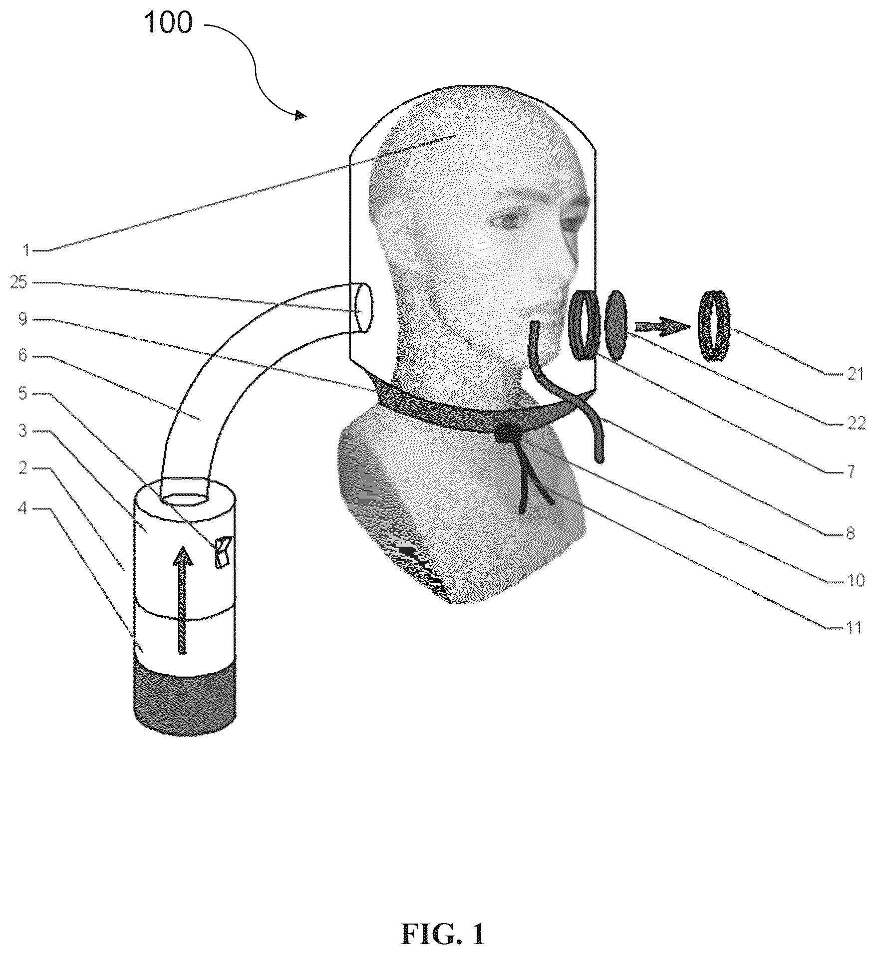 Patent US12616855 — Device for personal protection and insulation against pollutants and microorganisms and filtering group for devices for protection and insulation — Figure 1