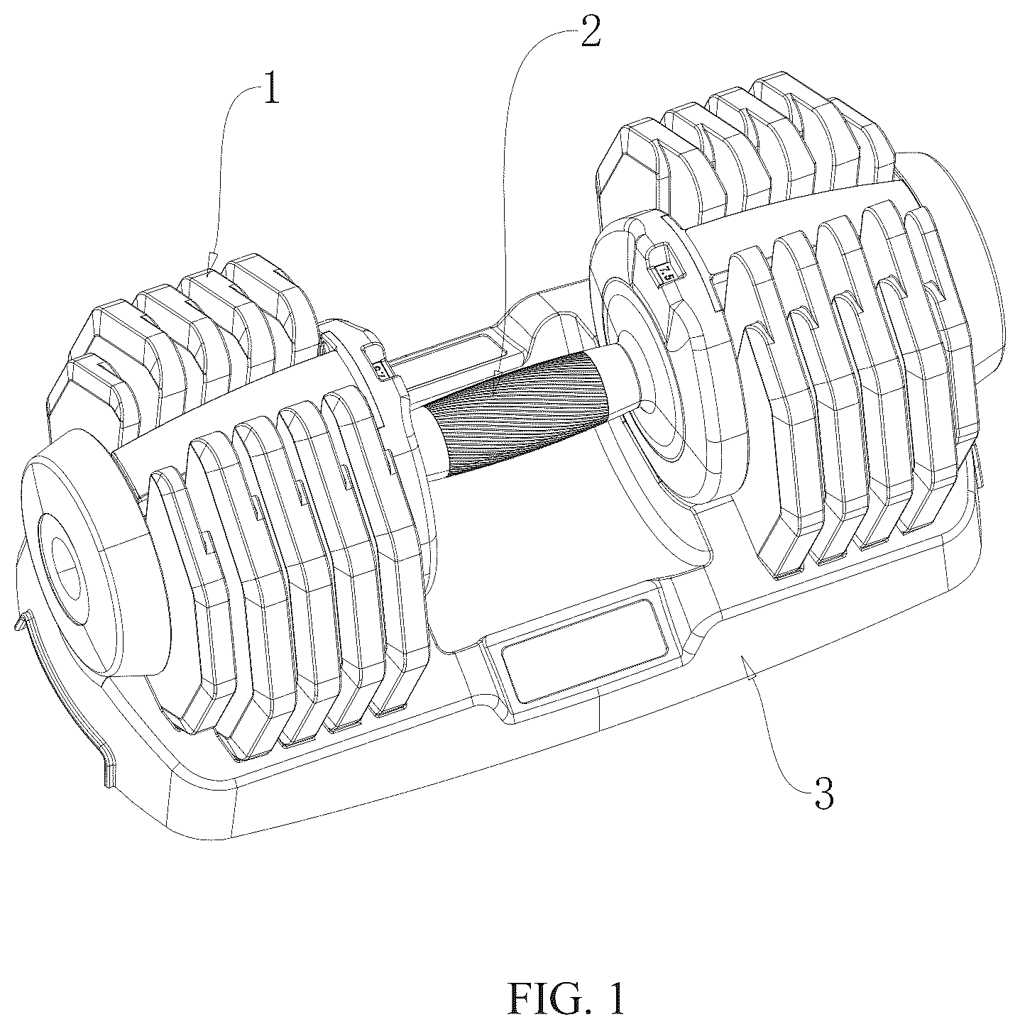 Patent US12616866 — Weight-visualized dumbbell — Figure 1