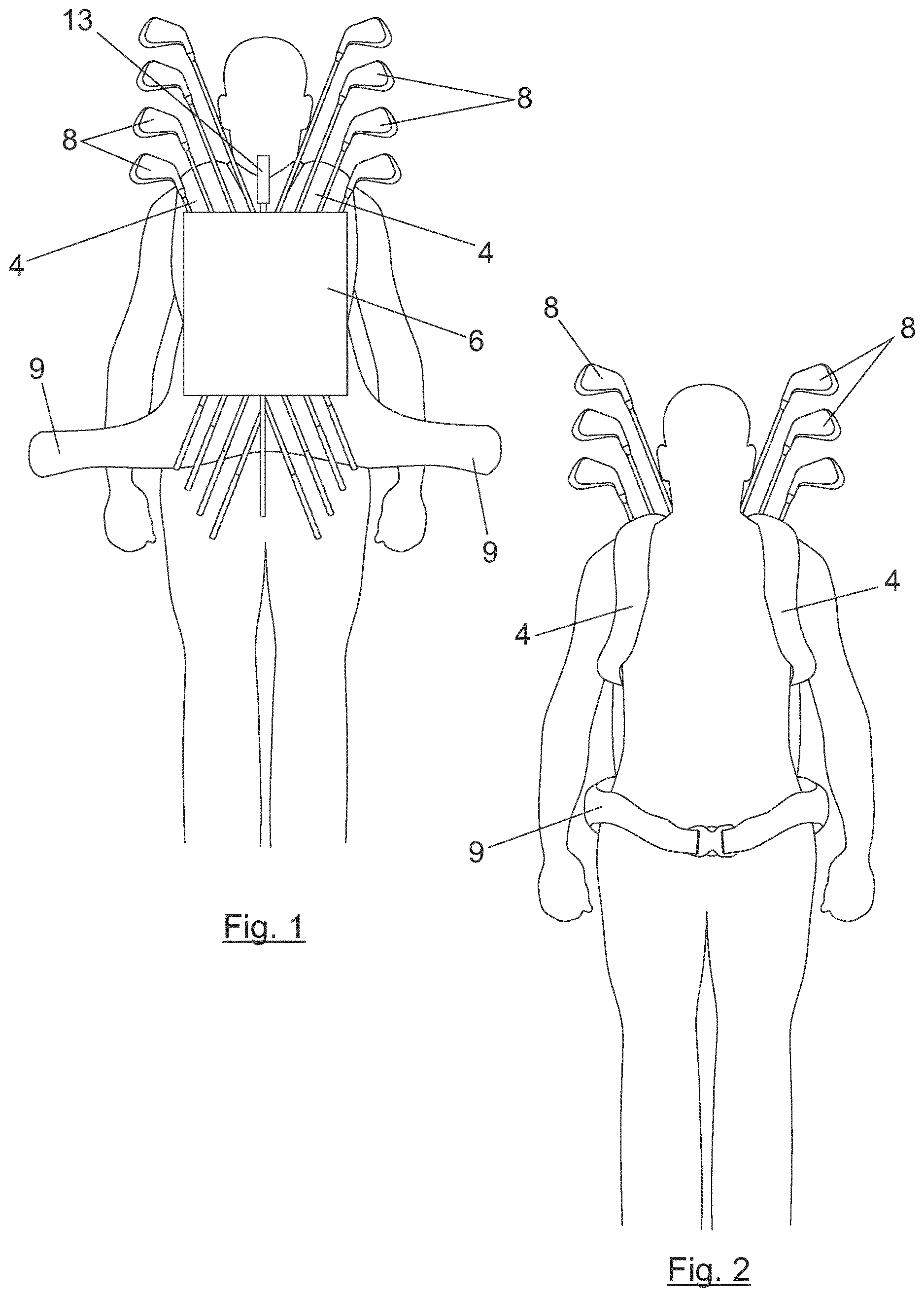 Patent US12616884 Figure 1 – Golf backpack