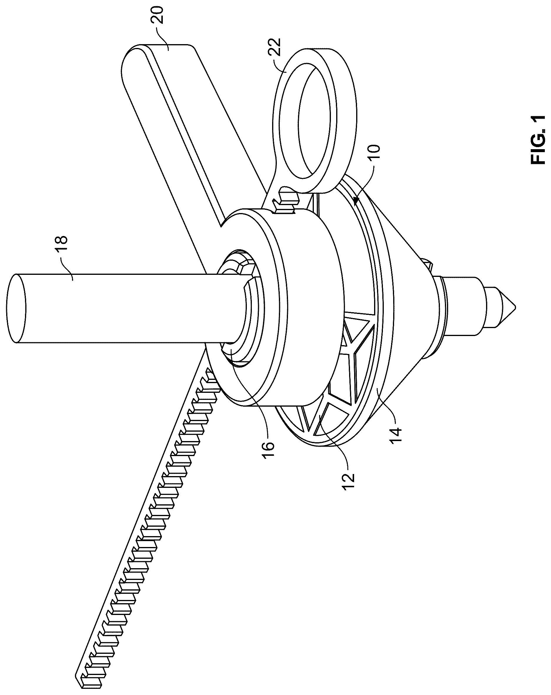 Patent US12616908 Figure 1 – Spinning top attachment device for writing and drawing instruments