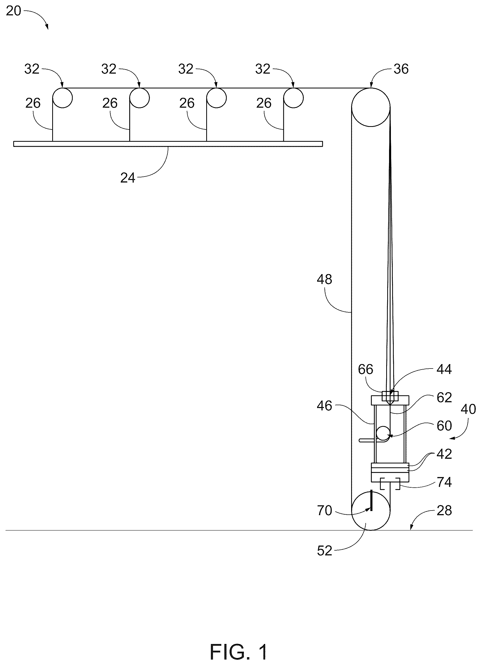 Patent US12616914 — Convertible counterweight rigging system — Figure 1