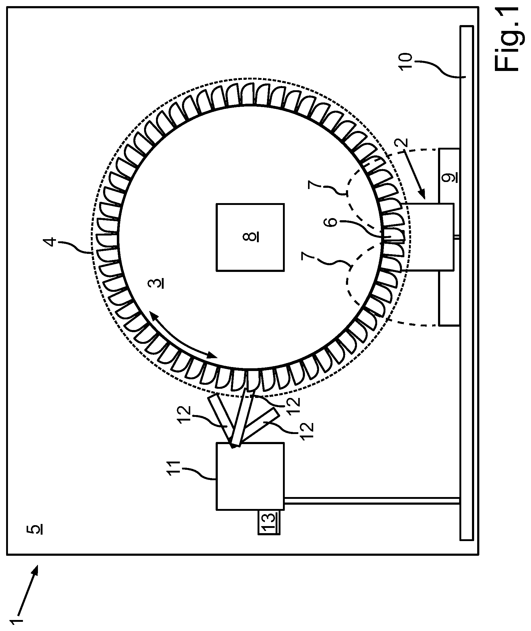 Patent US12617033 — Manufacturing device for electrochemical machining of a component, in particular a turbine component, method for electrochemical machining of a component, and component — Figure 1