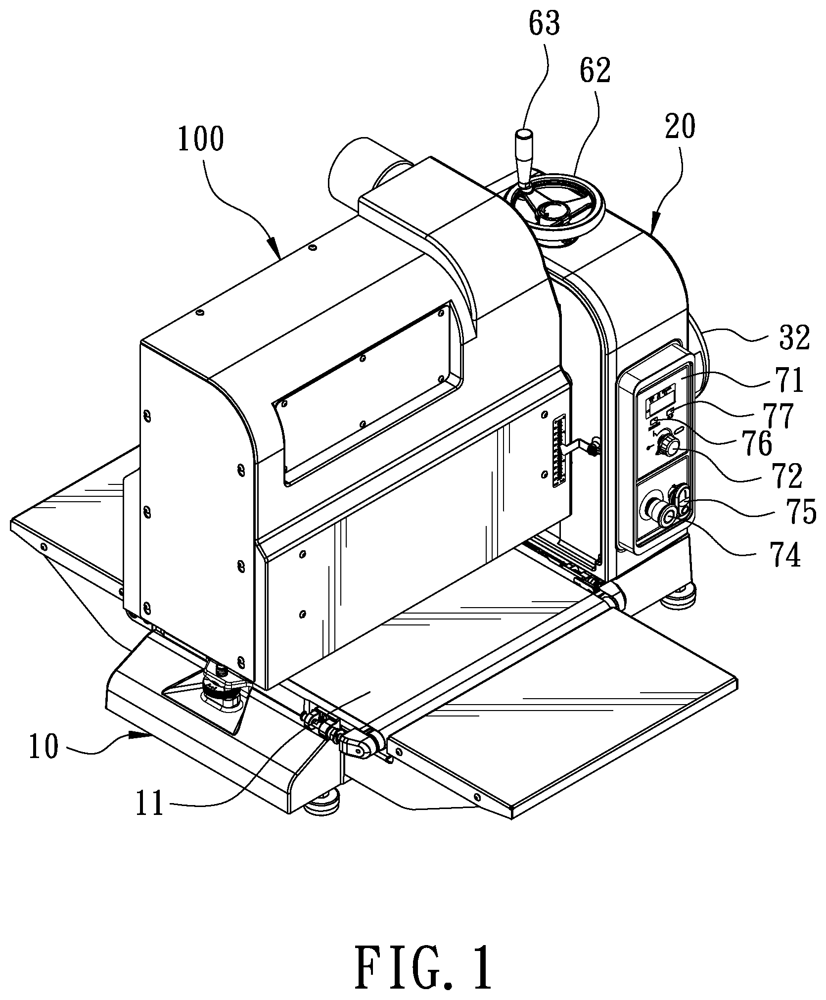 Patent US12617056 — Belt sander capable of automatically adjusting oscillating position of abrasive belt — Figure 1