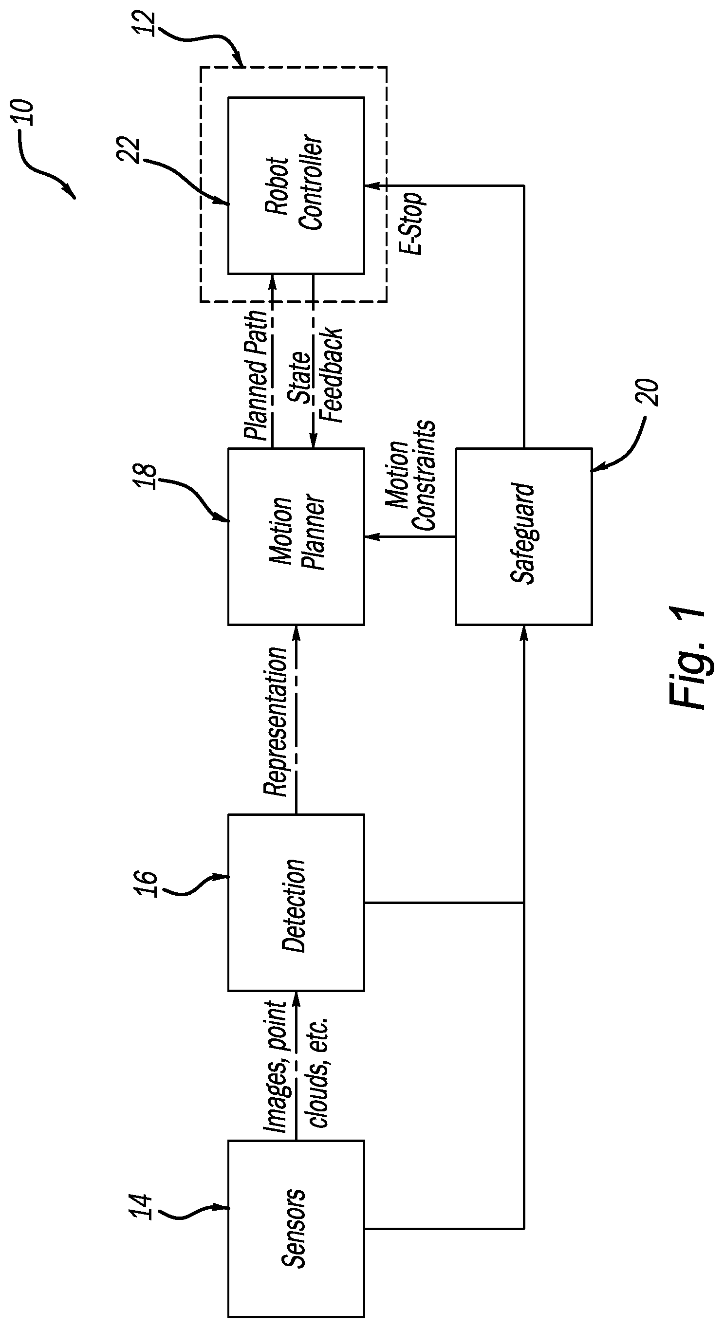 Patent US12617091 Figure 1 – Safety features for a robot assembly and method of same