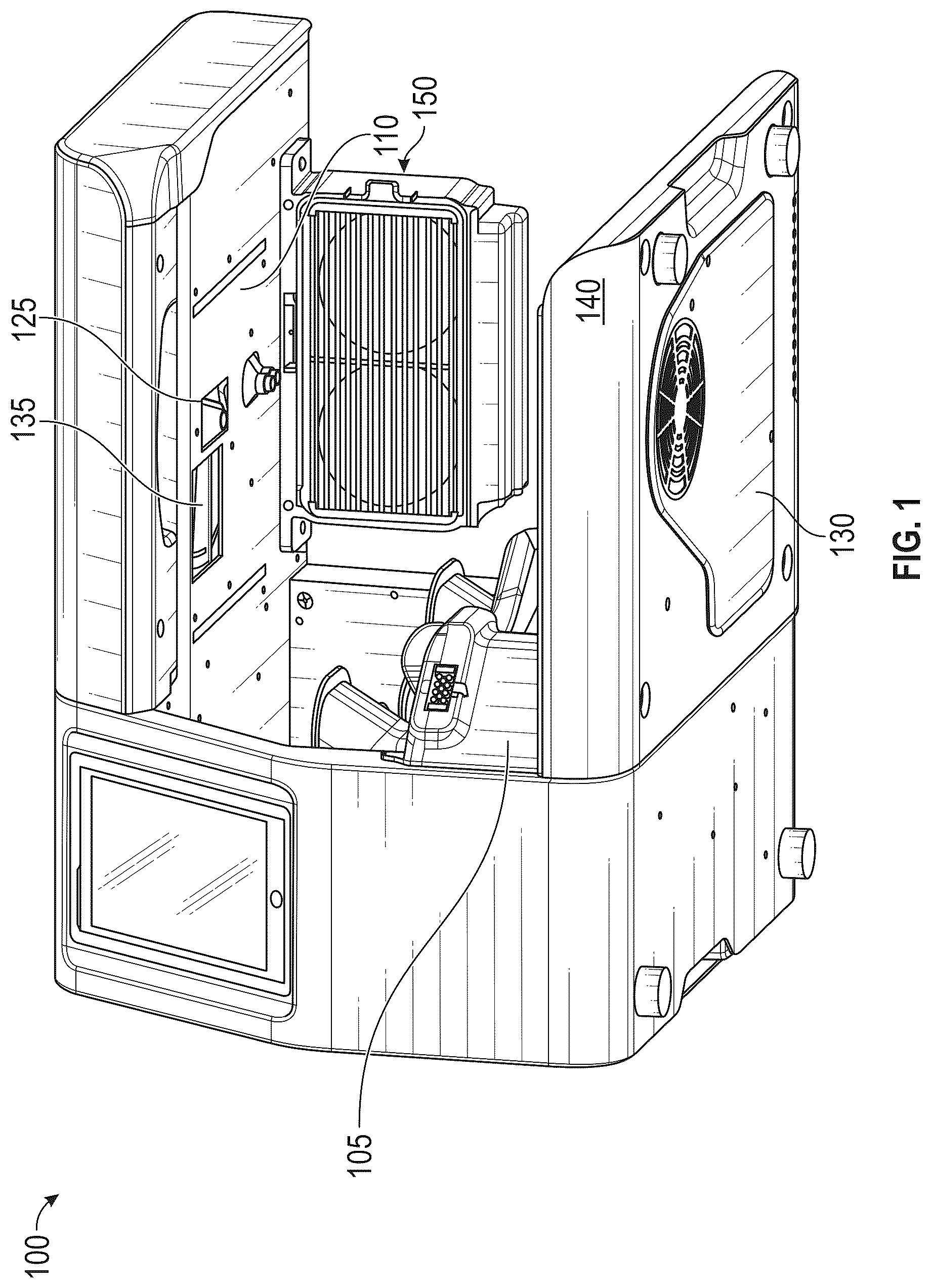 Patent US12617100 Figure 1 – Countertop cooking robot