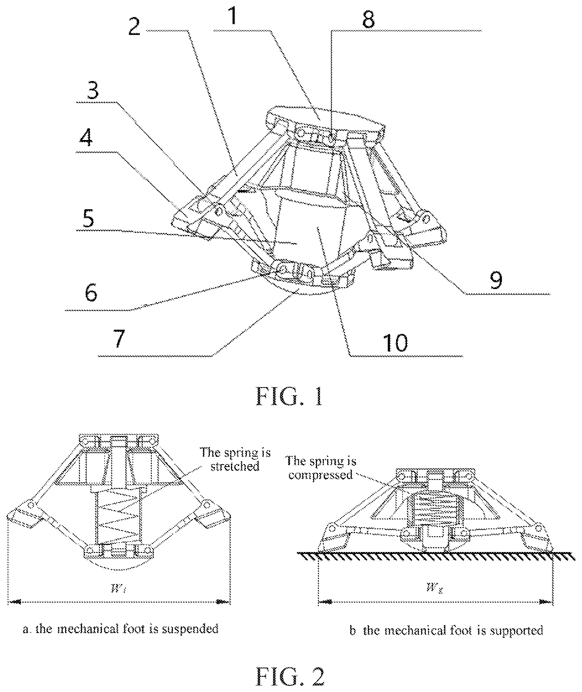 Patent US12617104 — Self-adaptive mechanical foot for legged robot and working method thereof — Figure 1