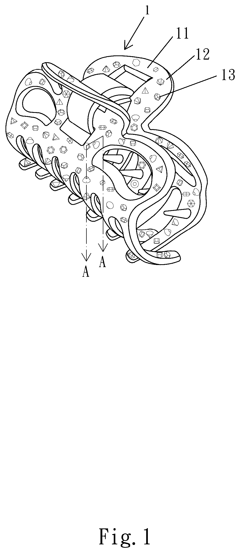 Patent US12617136 — Method of producing a plastic member of a hair ornament — Figure 1