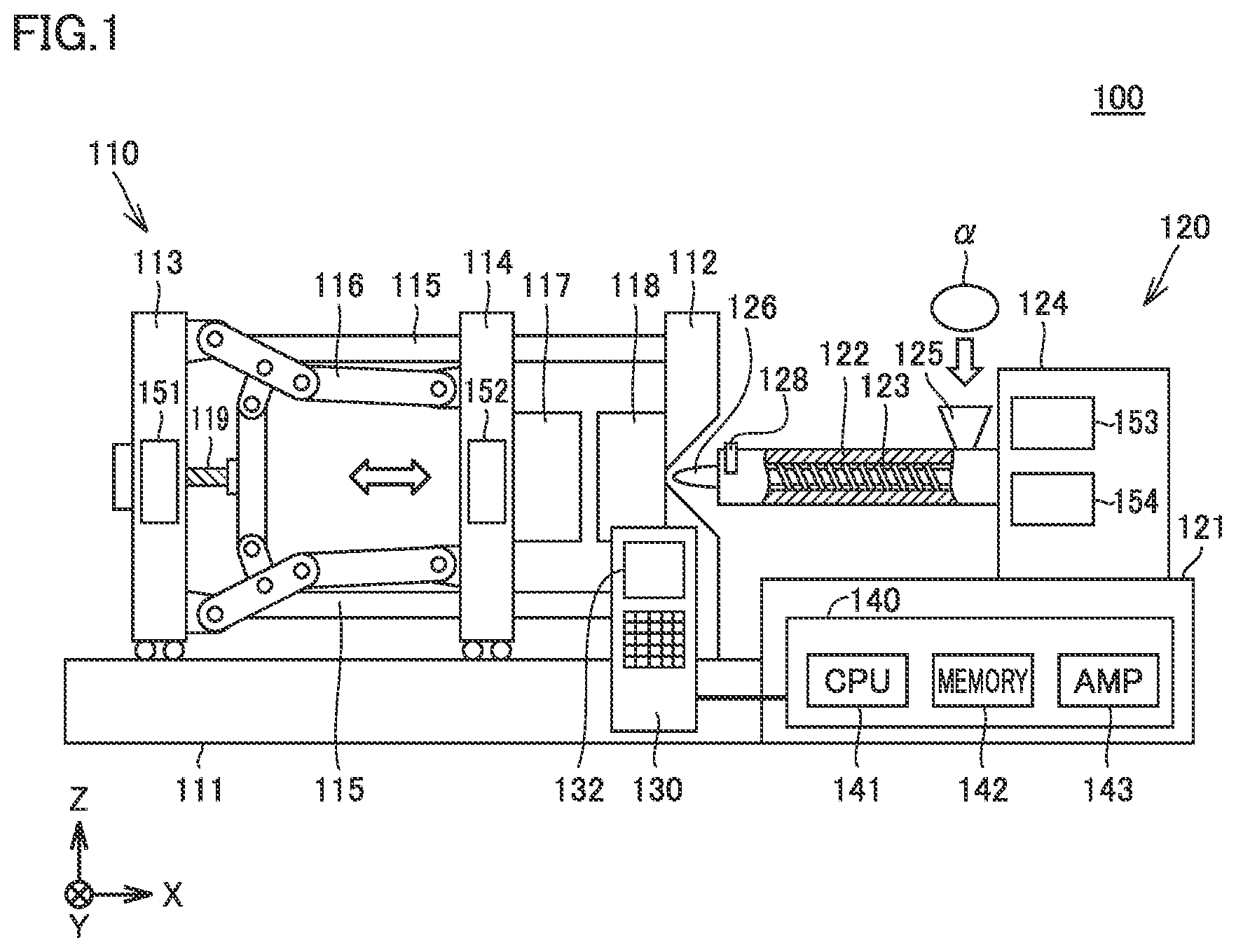 Patent US12617138 — Injection molding machine with controller for diagnosing injection molding machine — Figure 1
