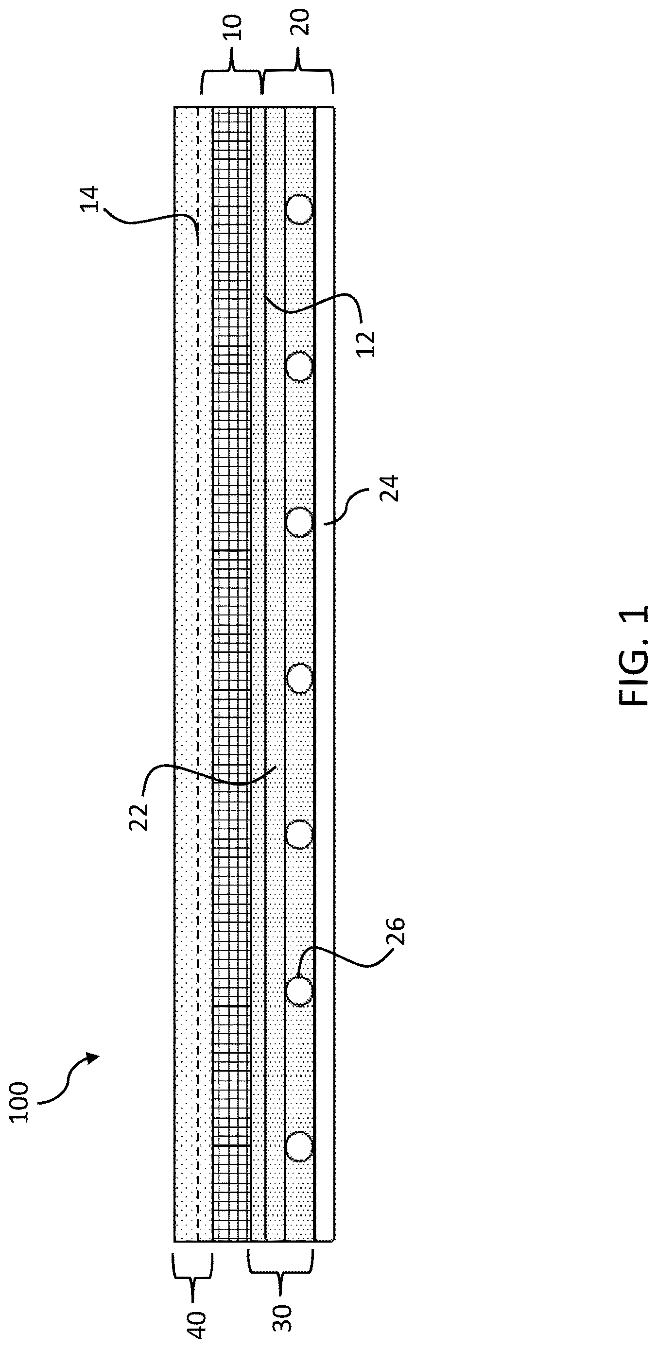 Patent US12617180 — Coated reinforced composite facer and insulation assembly including the same — Figure 1