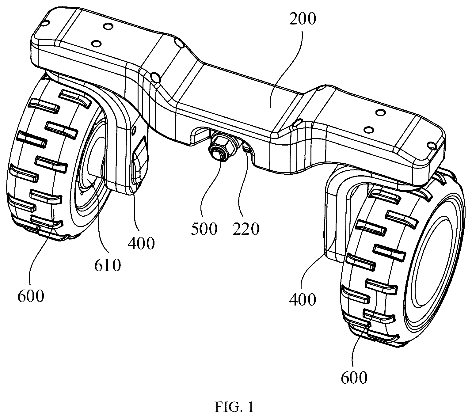 Patent US12617234 Figure 1 – Axle structure and lawn mowing robot