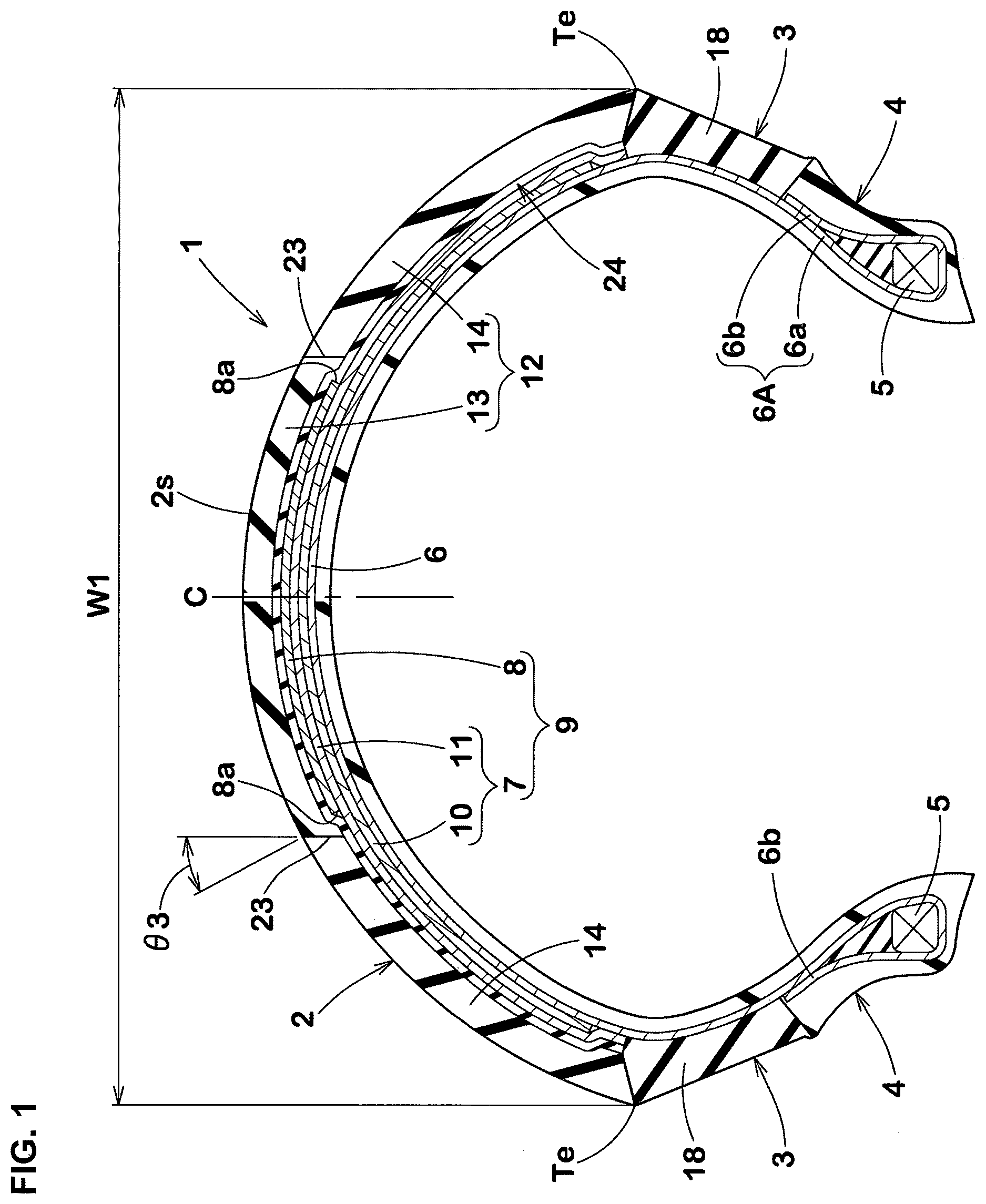 Patent US12617237 — Motorcycle tire — Figure 1