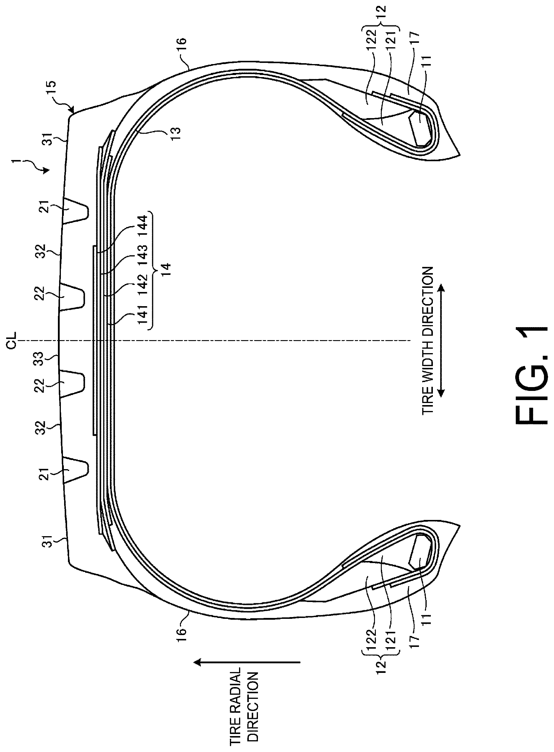 Patent US12617240 Figure 1 – Tire