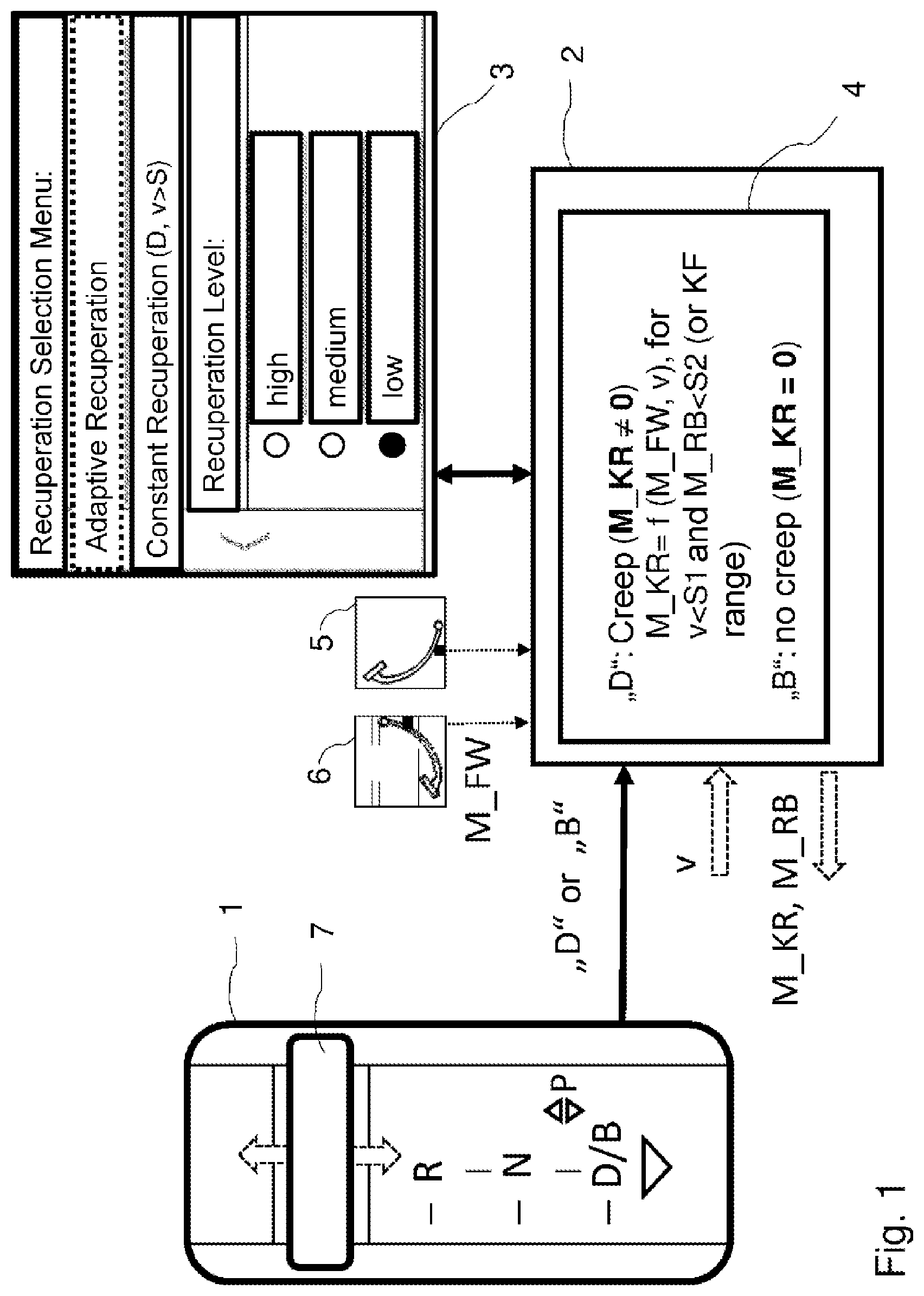 Patent US12617295 — Drive control system for a motor vehicle operable by electric motor and having a gear selector — Figure 1