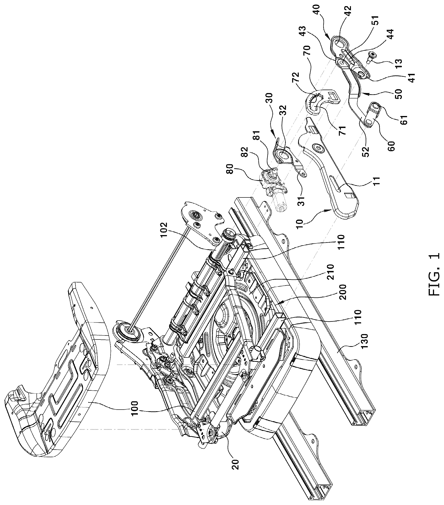 Patent US12617316 — Get on and off guide device of seat for vehicle — Figure 1