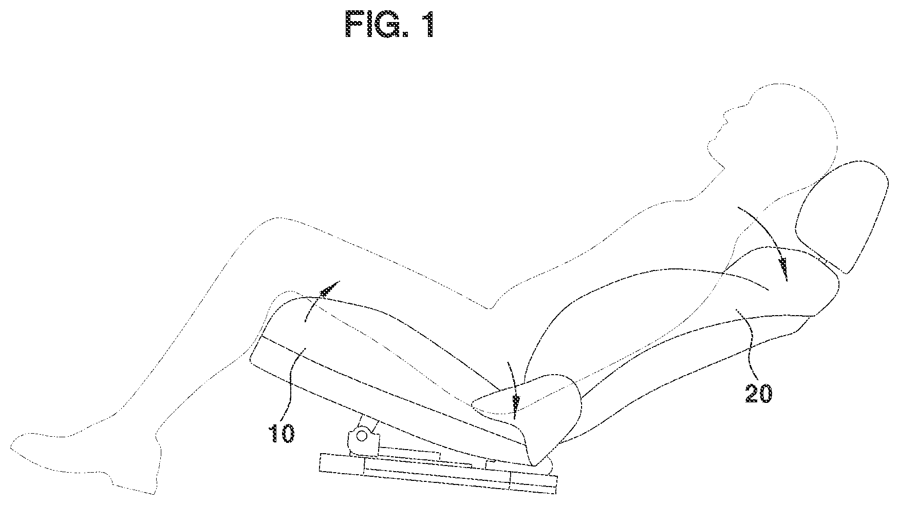 Patent US12617319 Figure 1 – Relaxation seat for vehicle