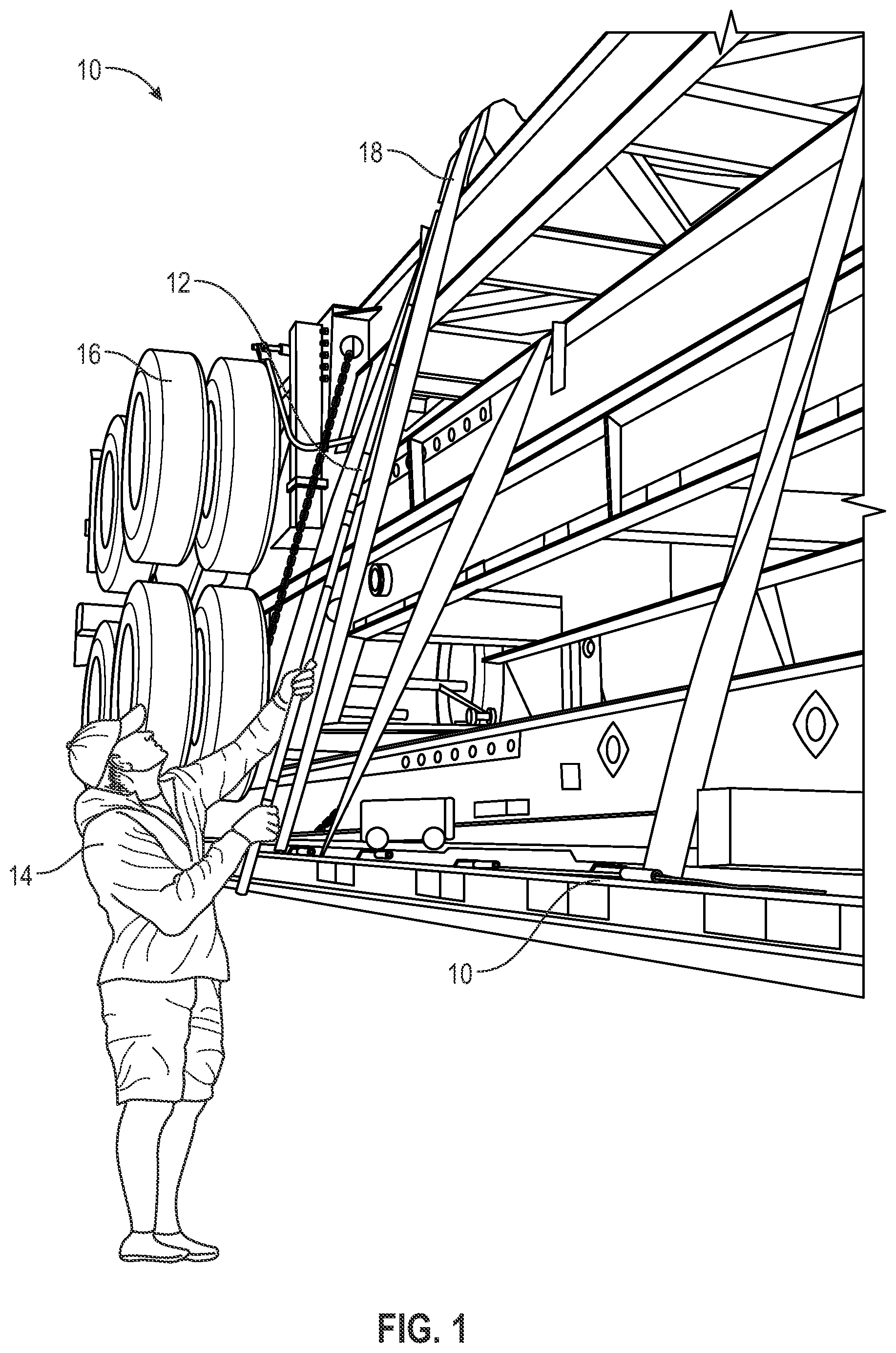 Patent US12617331 — Device for aiding a truck driver in loading or unloading a cargo platform — Figure 1