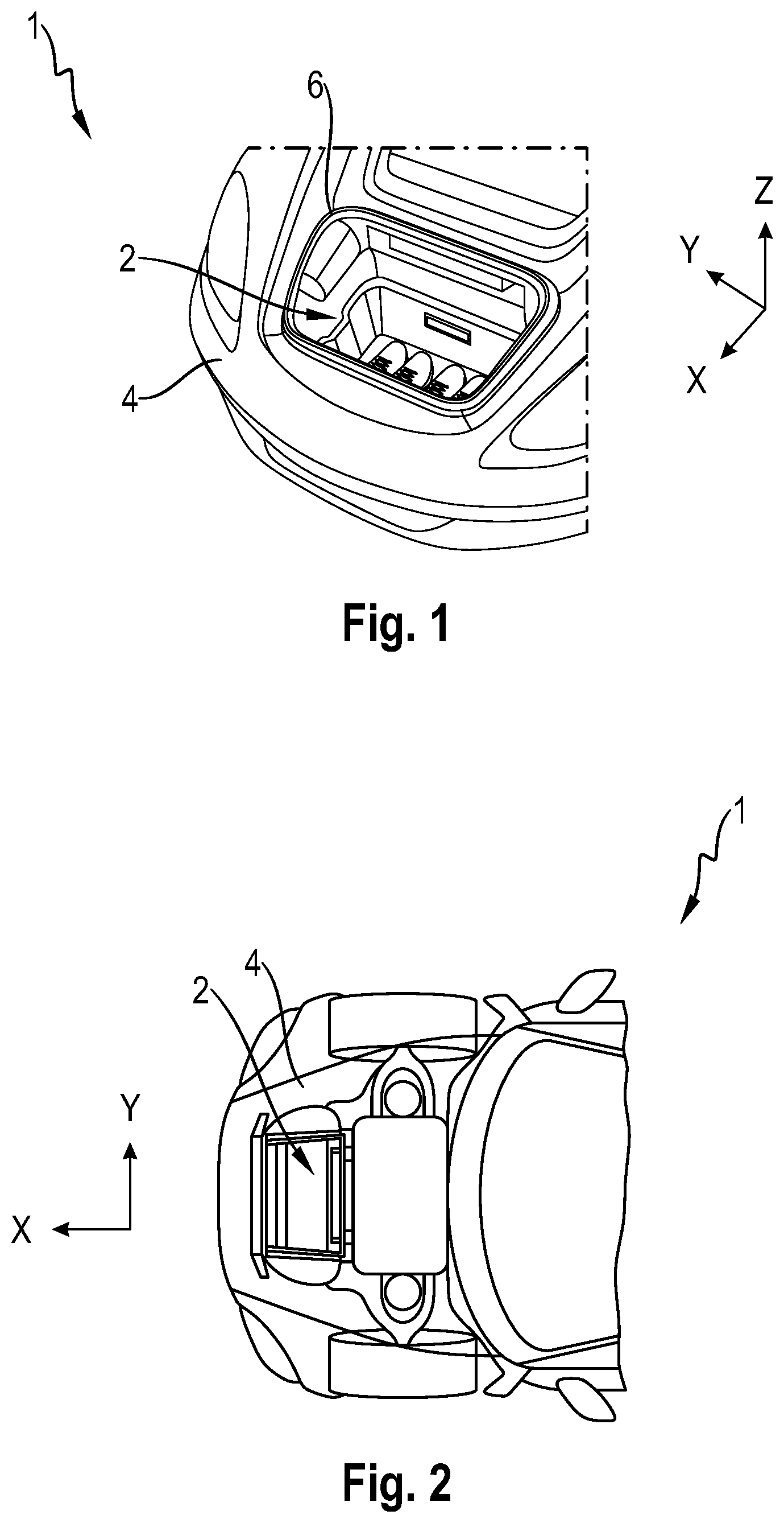 Patent US12617345 — Motor vehicle with a cargo space and a cargo space well bounding the cargo space — Figure 1