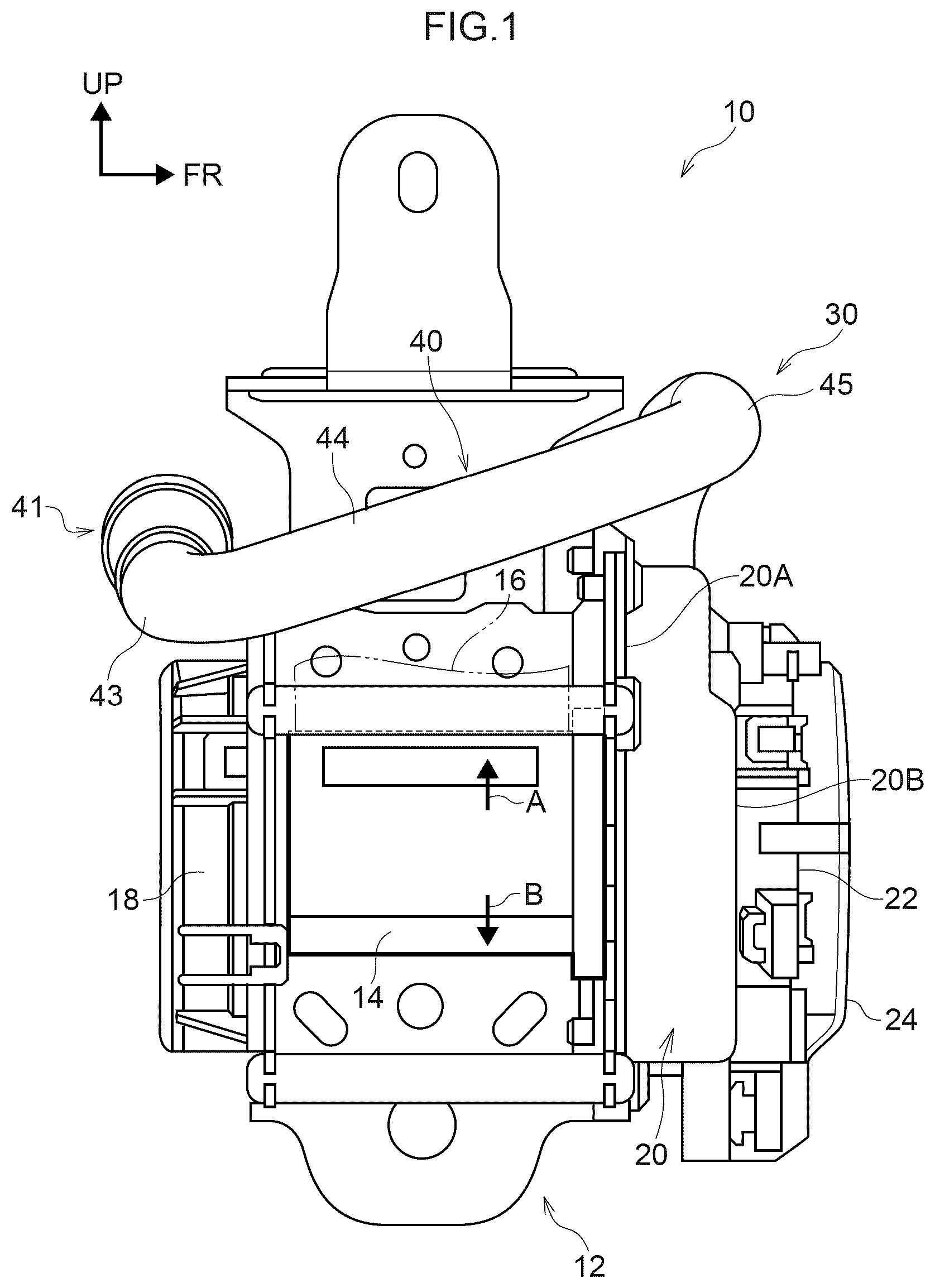 Patent US12617371 — Webbing take-up device — Figure 1