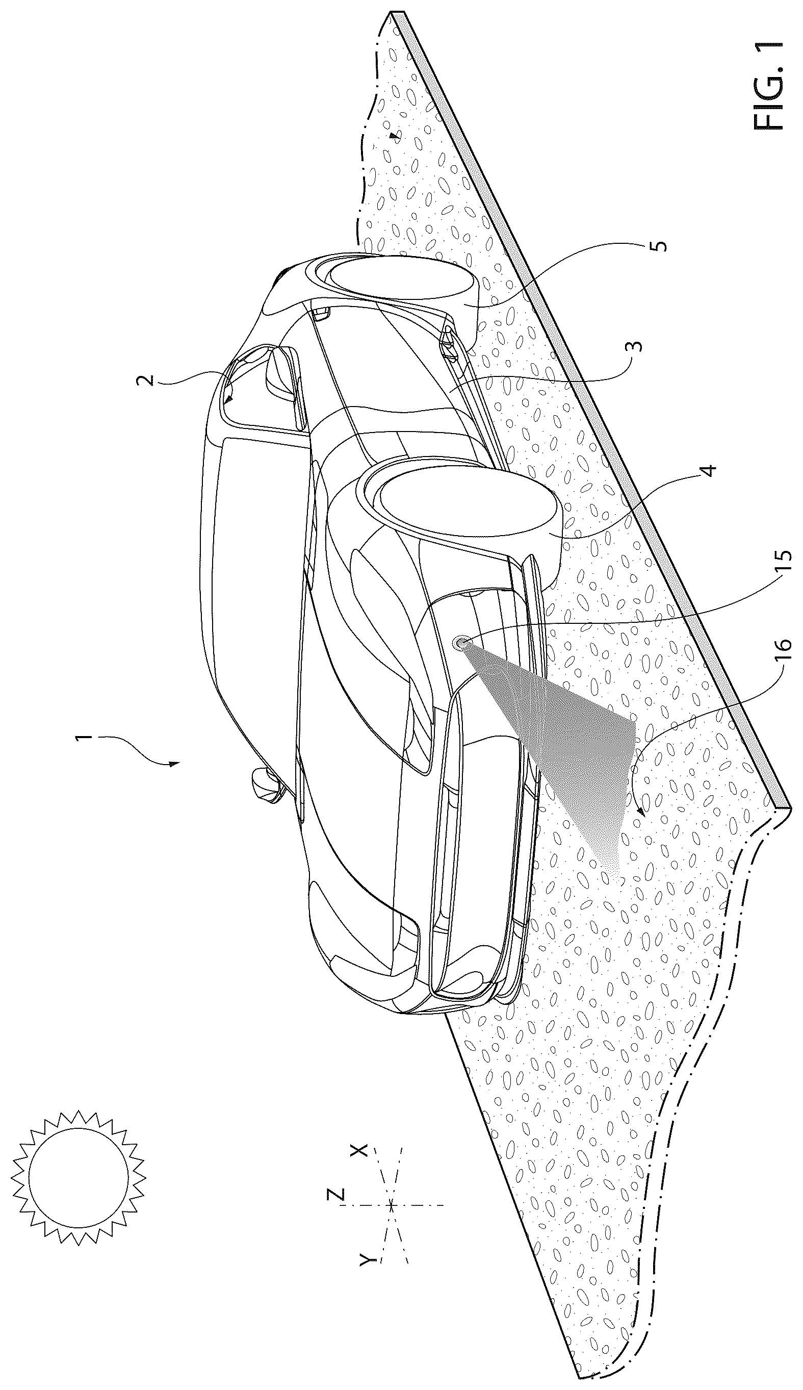 Patent US12617408 — Motor vehicle and method to detect a parameter associated with a superficial condition of the road surface — Figure 1