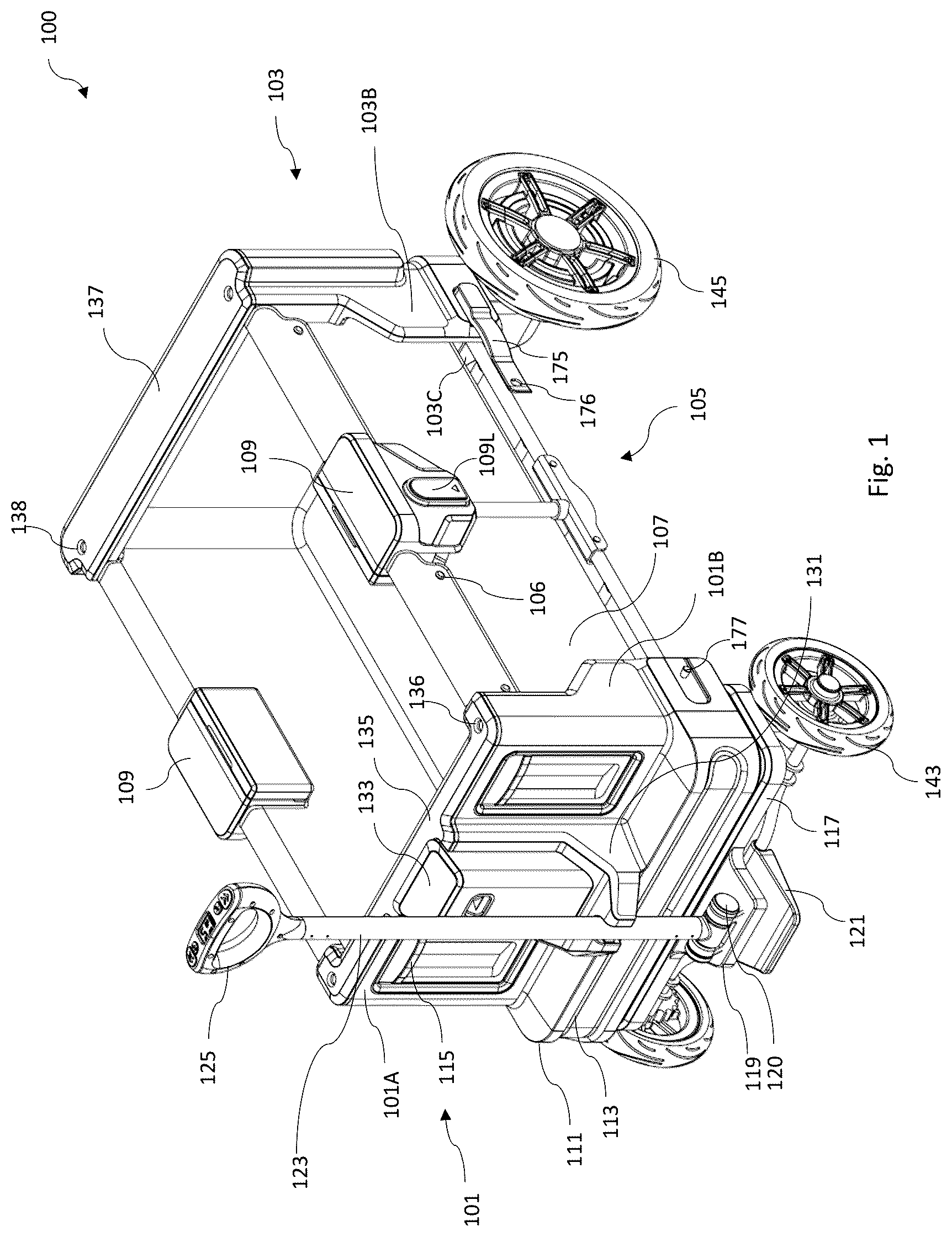 Patent US12617446 Figure 1 – Electric folding wagon