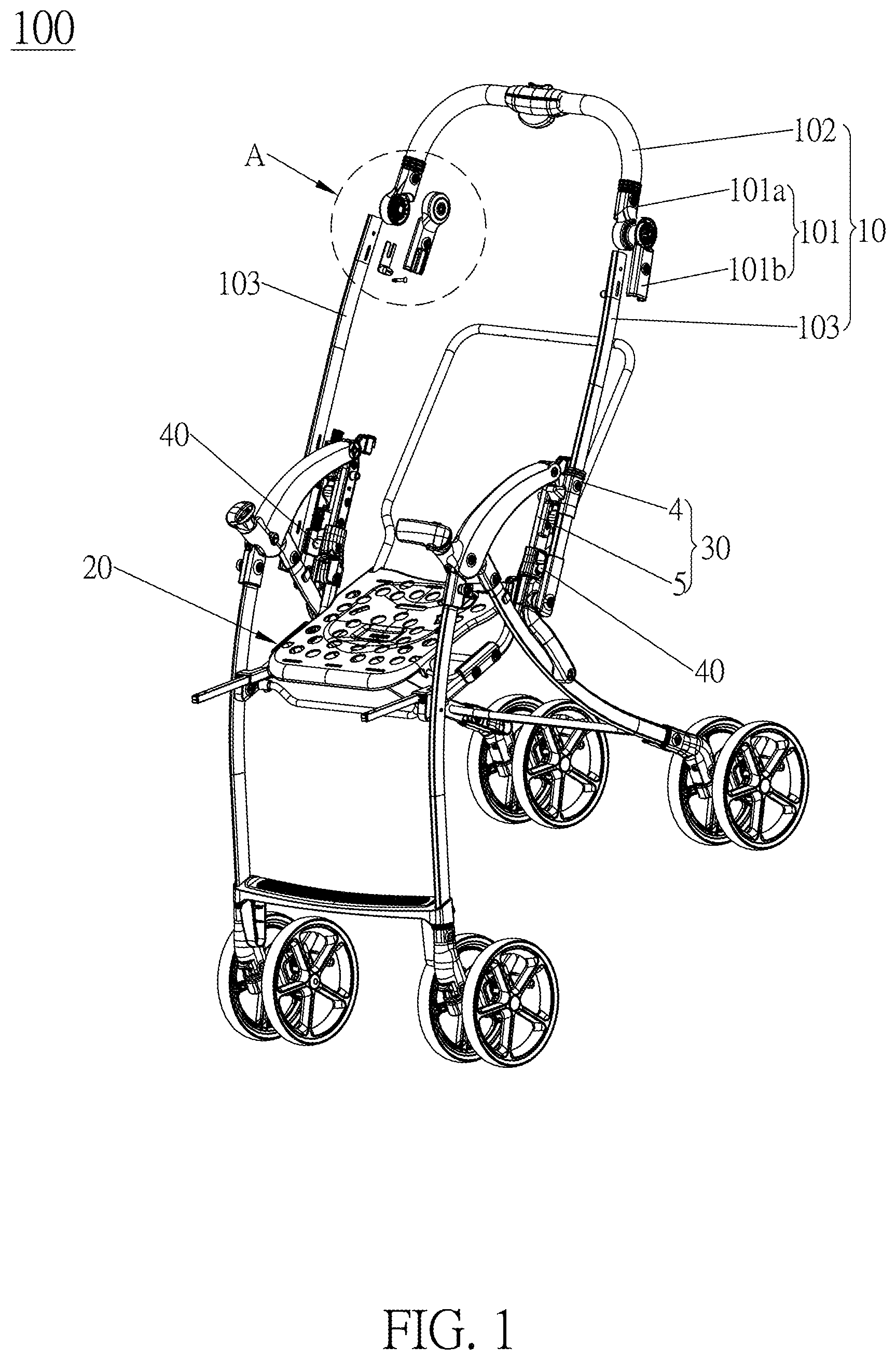 Patent US12617448 — Stroller and reversible mechanism thereof — Figure 1