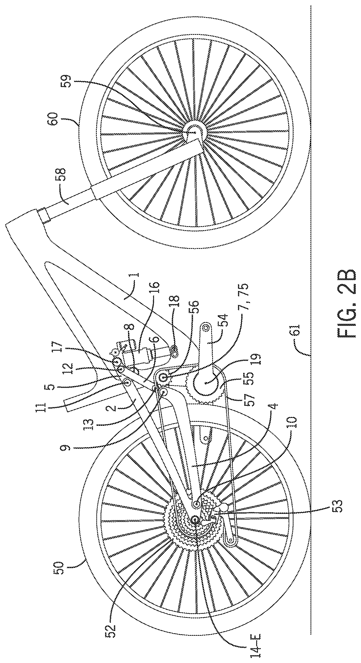 Patent US12617488 Figure 5 – Two-wheeled vehicle with configurable idler