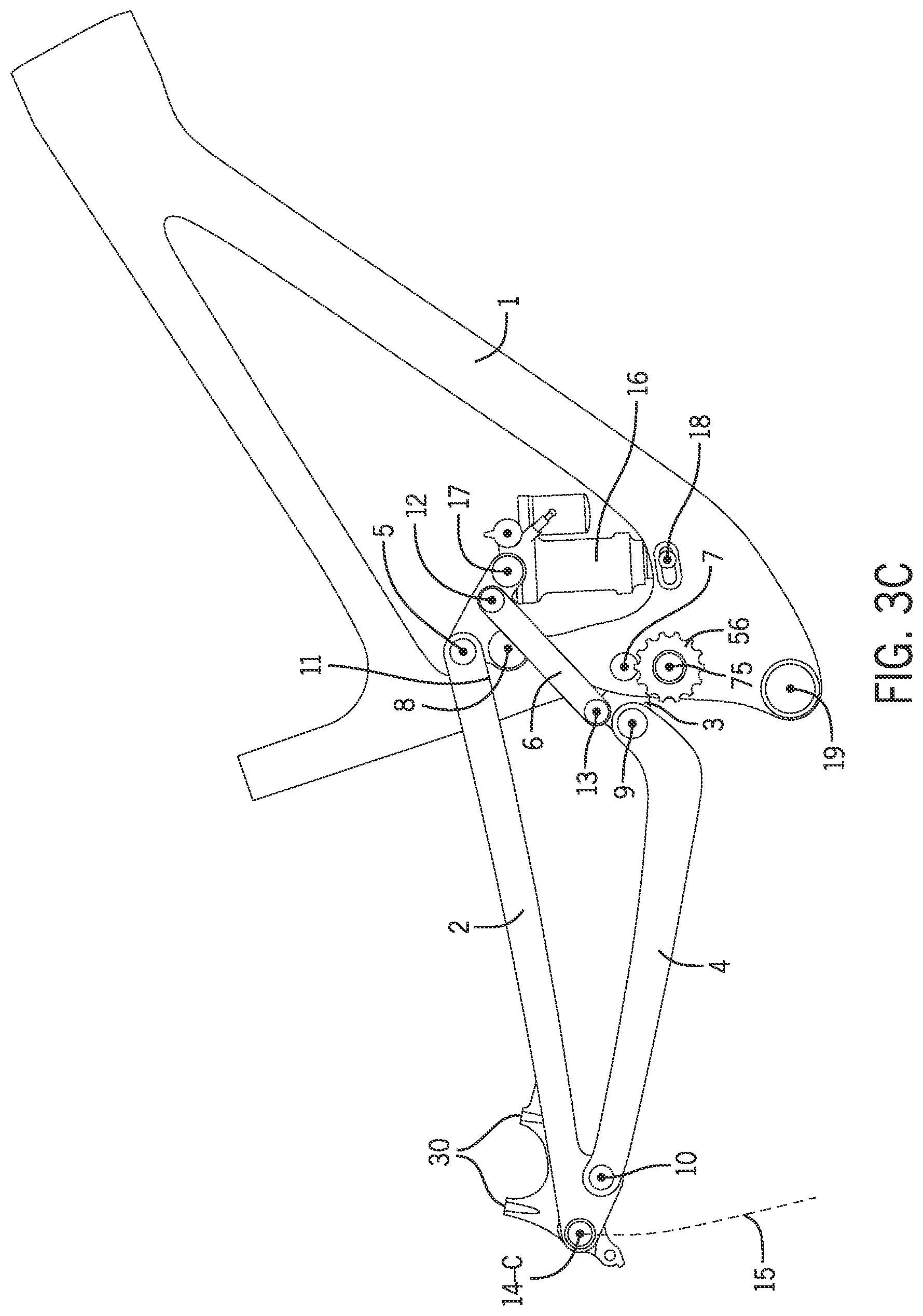 Patent US12617488 Figure 16 – Two-wheeled vehicle with configurable idler