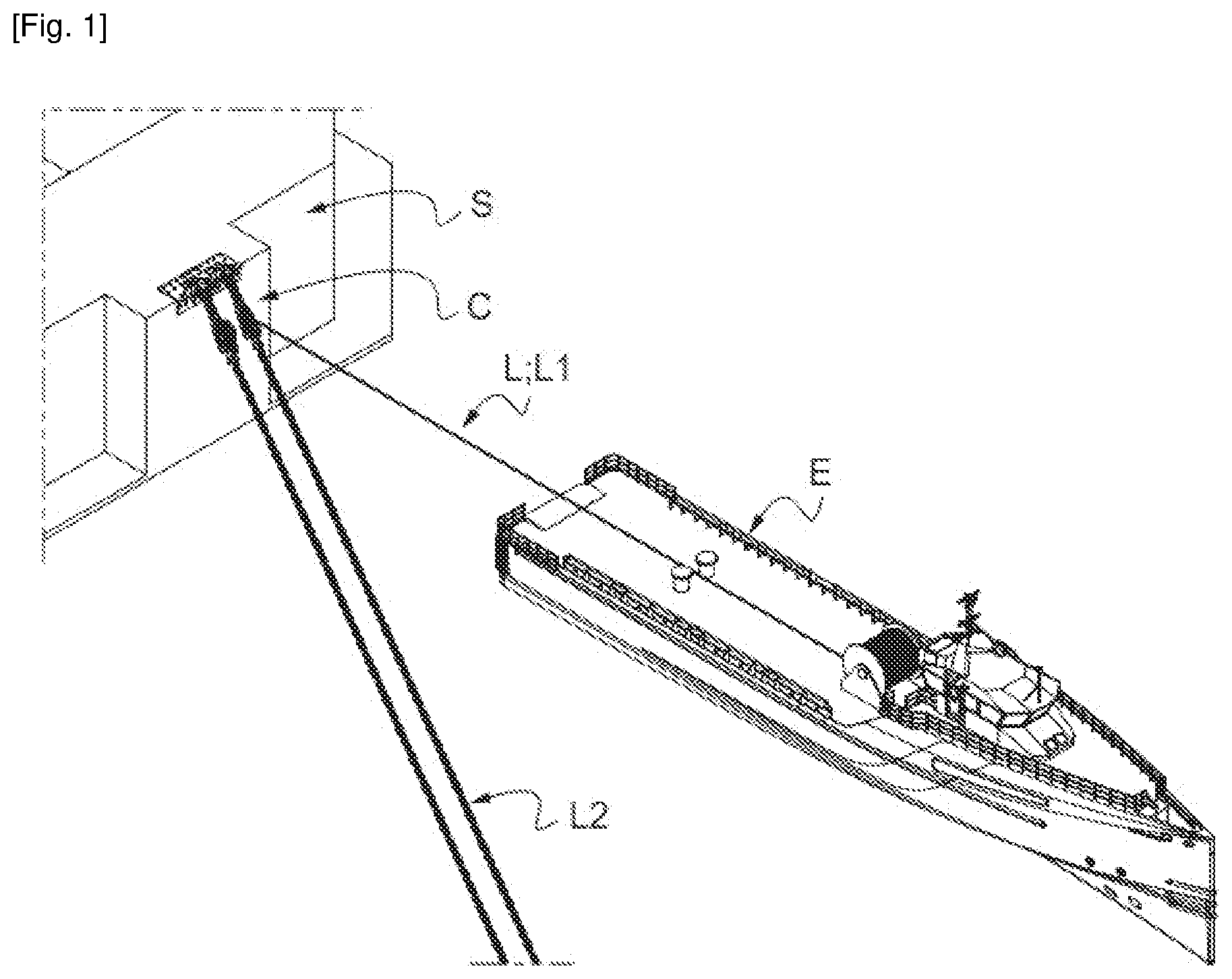 Patent US12617496 Figure 1 – Mechanical connection device, designed for the removable mechanical connection of the free ends of two offshore lines