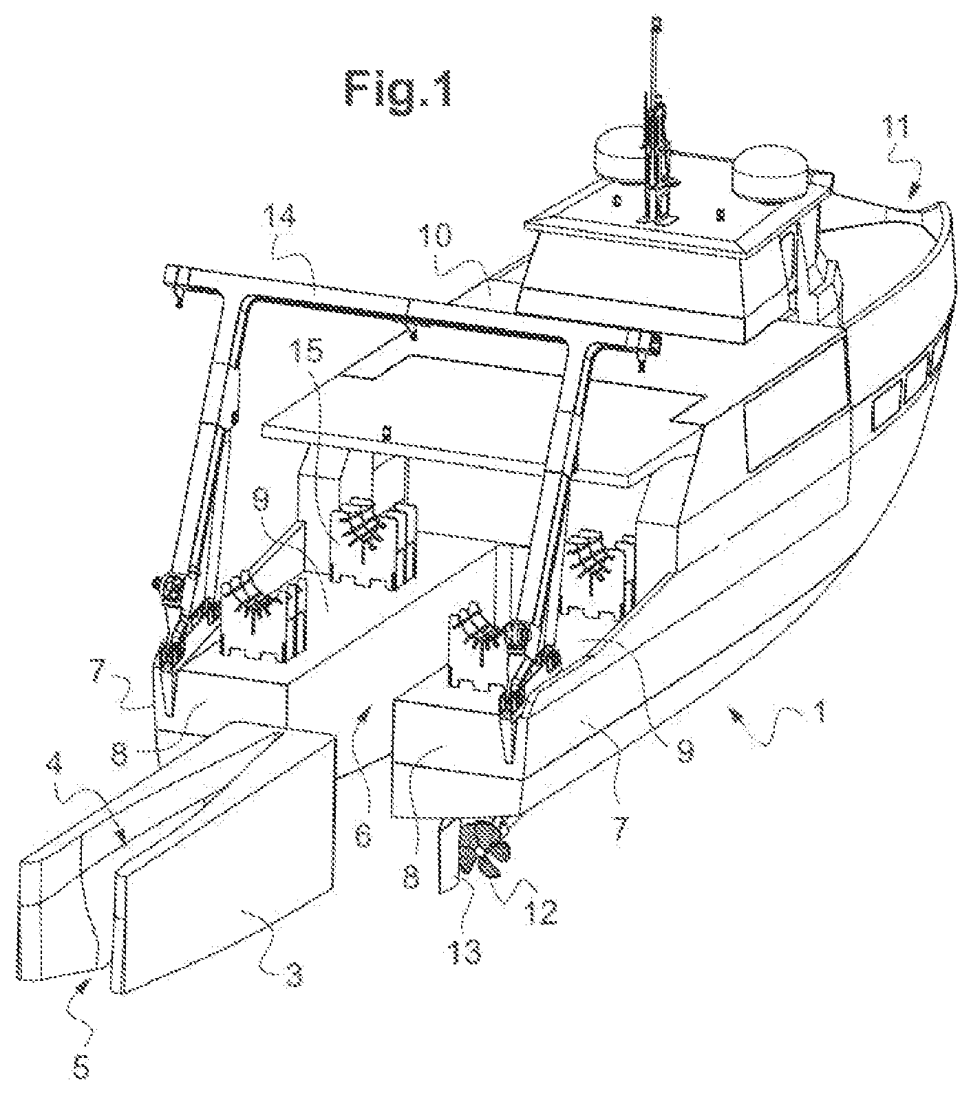 Patent US12617497 — Ship comprising a system for adapting a removable module and adapted removable module — Figure 1