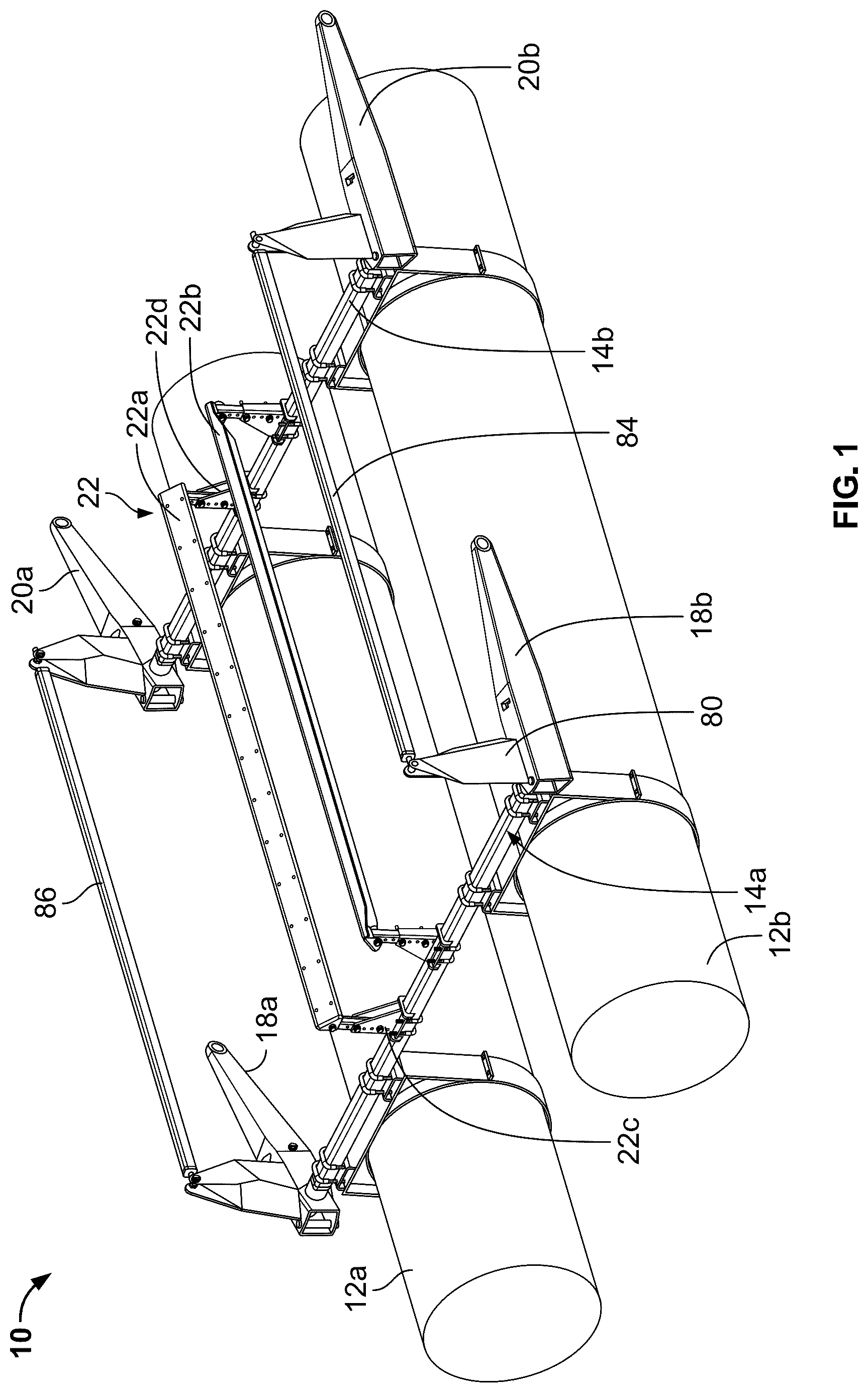 Patent US12617507 Figure 1 – Boat lift