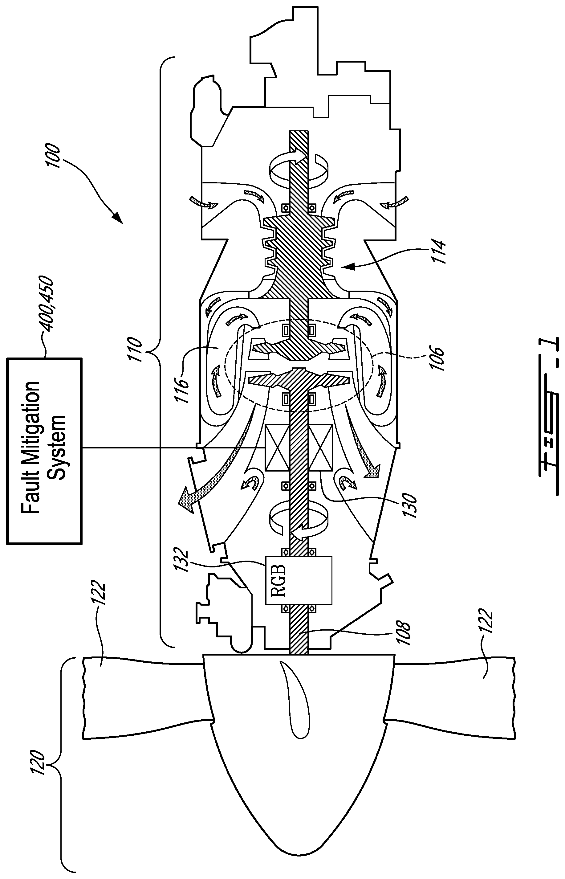Patent US12617539 — Method and system for mitigating an electric motor fault in an aircraft power plant — Figure 1