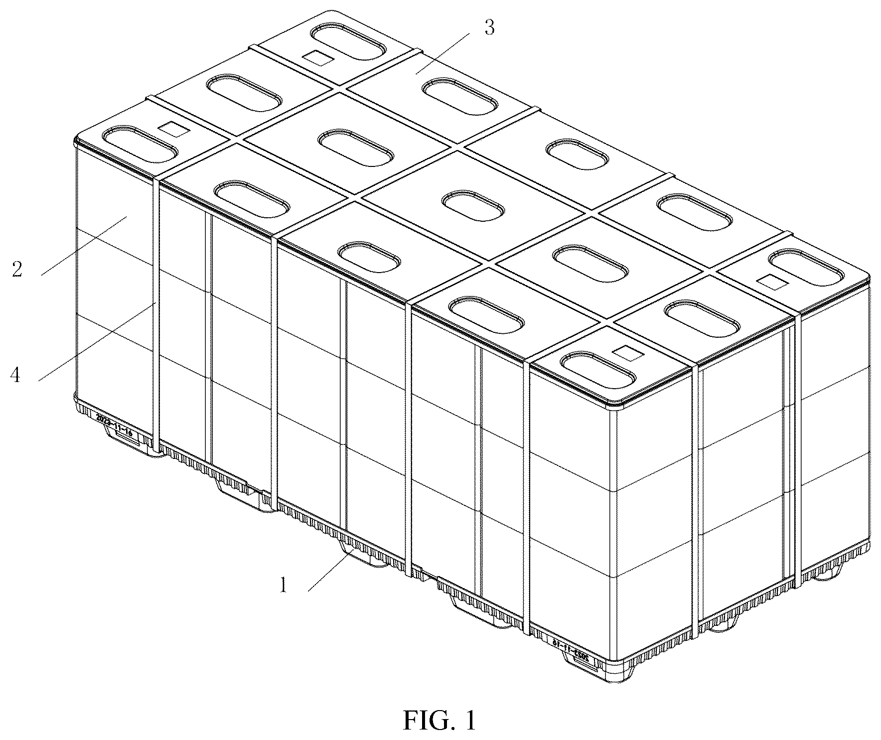 Patent US12617580 Figure 1 – Digitalizable and returnable packaging structure for various modular items