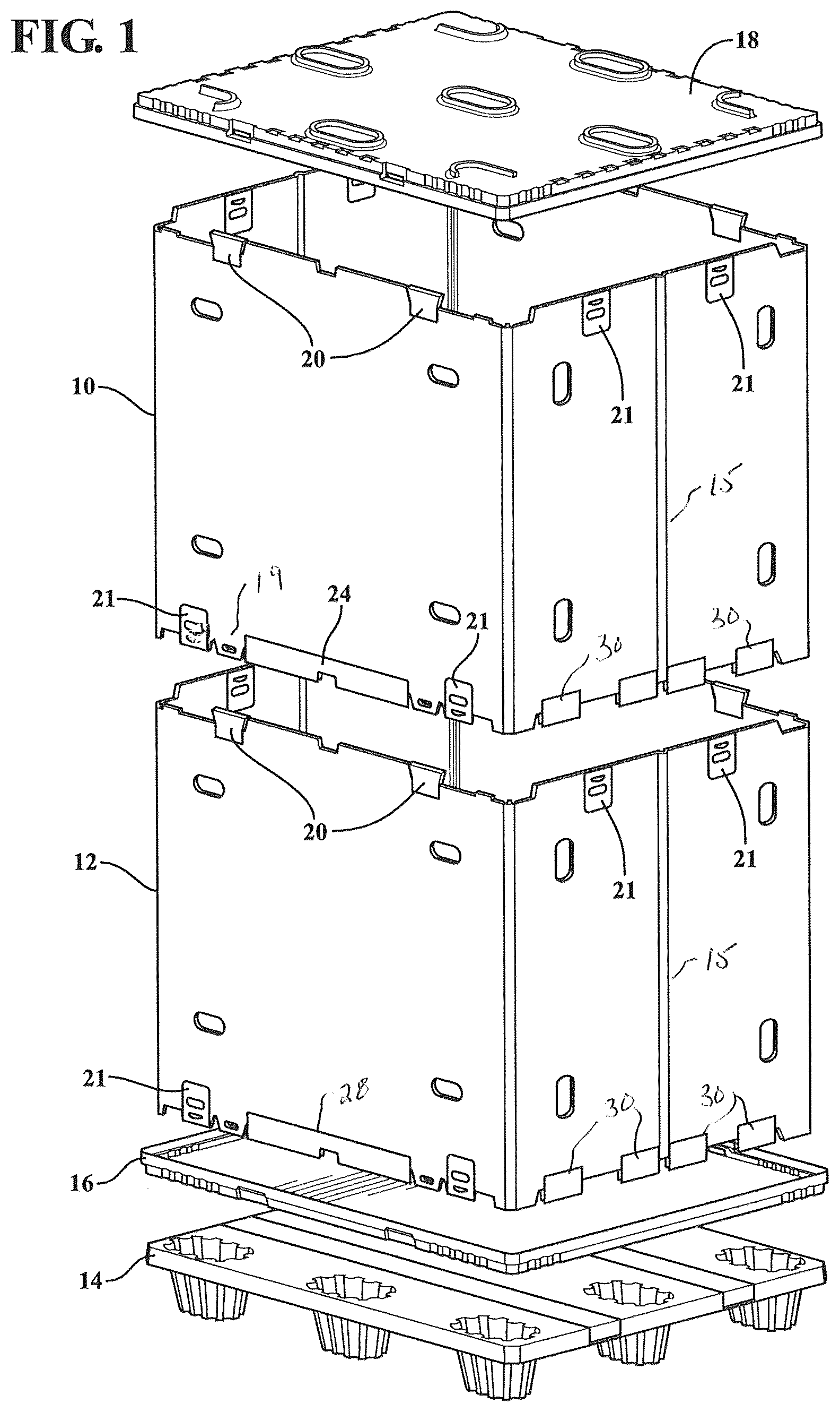 Patent US12617581 — System using clips for joining container sleeves — Figure 1
