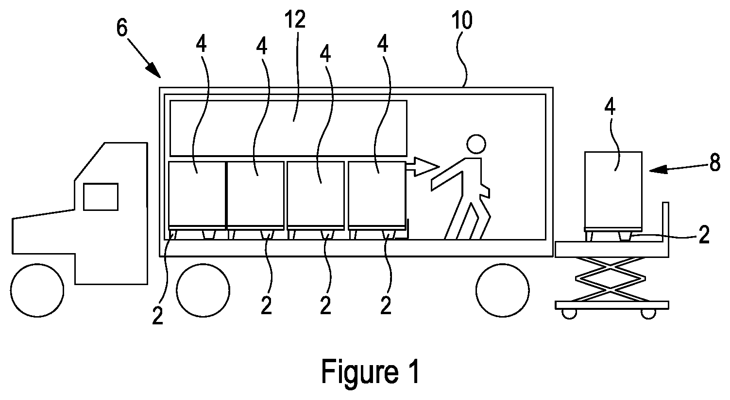 Patent US12617582 — Adjustable elevated stacking pallet support member and methods of elevated stacking of pallets — Figure 1