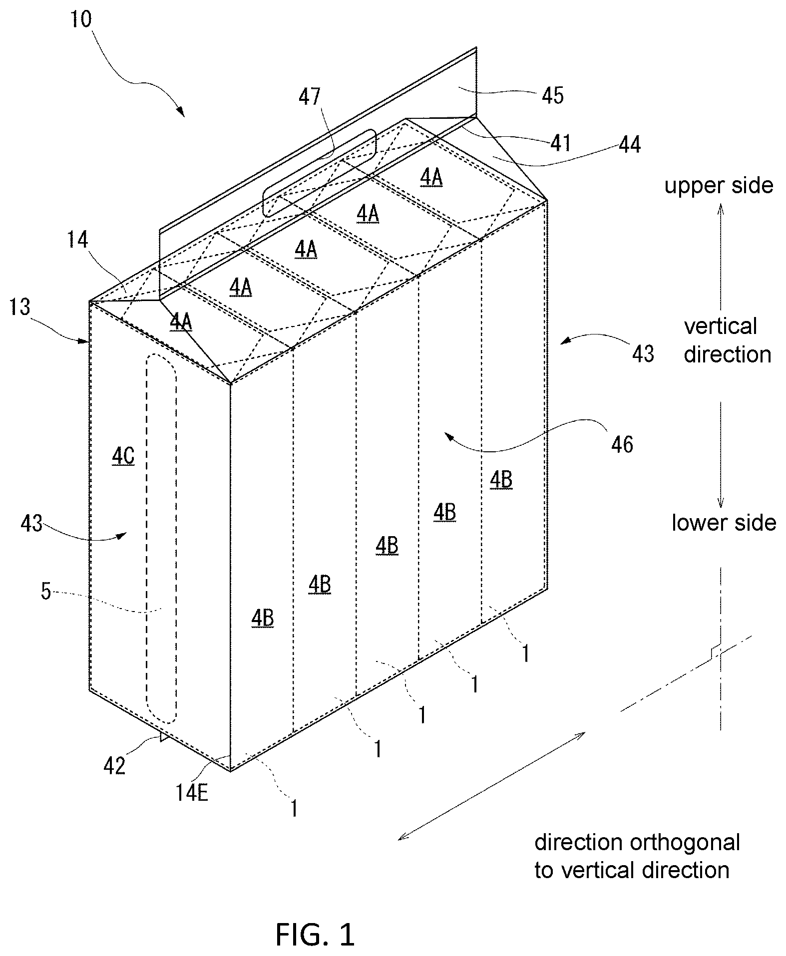 Patent US12617597 — Film-packaged tissue product collective pack and packaging material for film-packaged tissue product collective pack — Figure 1