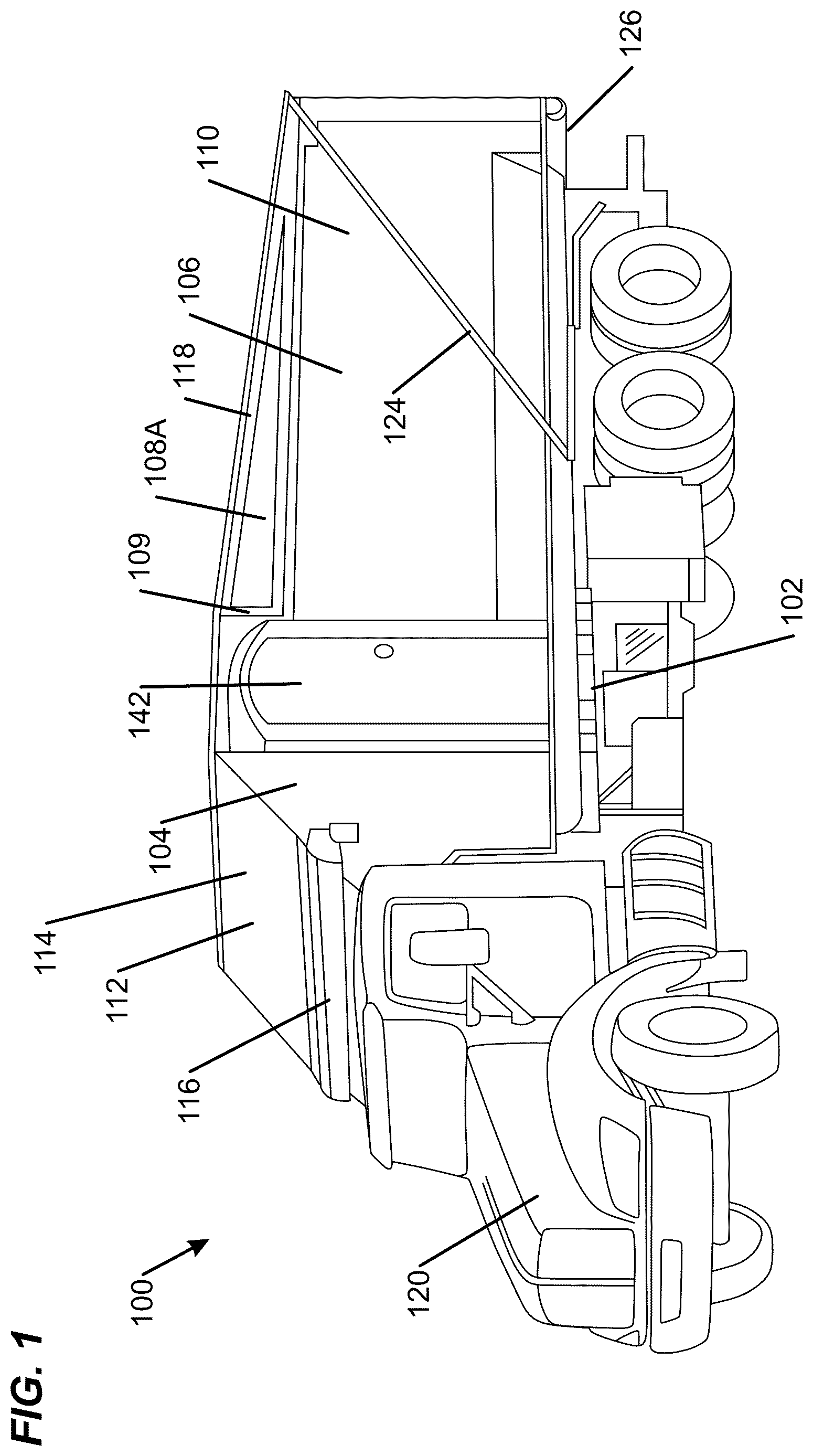 Patent US12617607 Figure 1 – Covered dumpster and portable toilet system